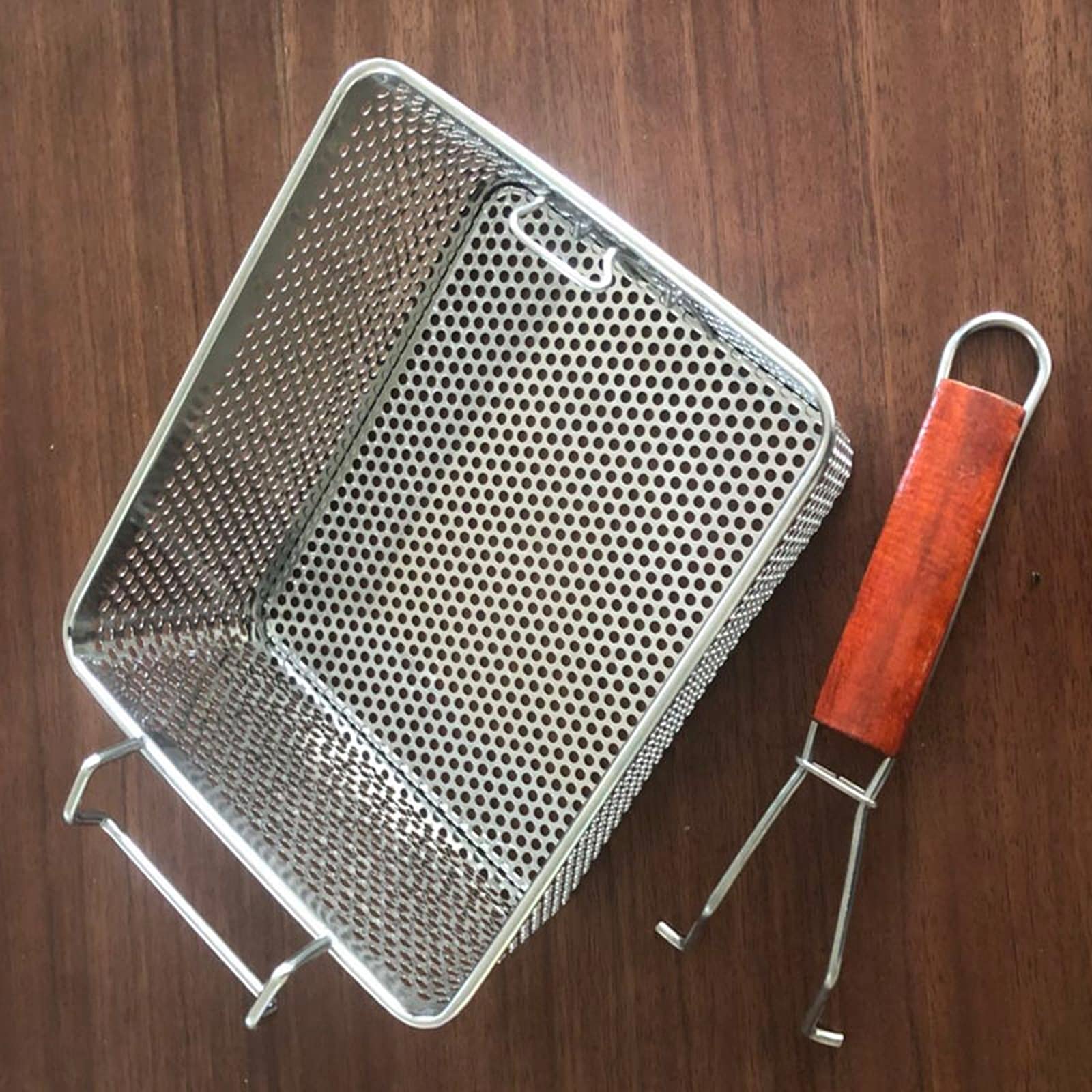 Panier de Friteuse Skimmer Filtrage Skimmer Skimmer Sechle Louche en acier inoxydable Cuillère Skimmer Cuillère avec poignée adaptée aux pâtes de cuisine frites de la cuisine Paniers à Frites