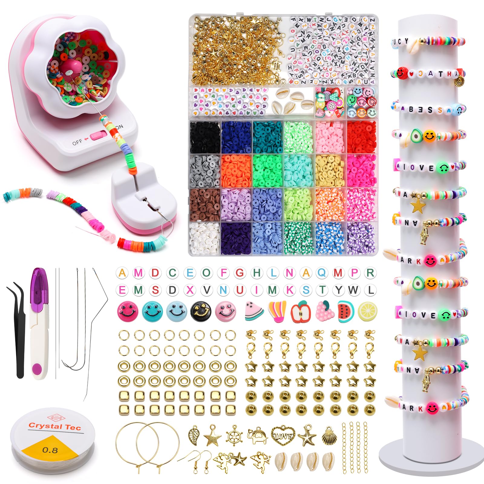 Windspeed Pink Electric Bead Spinner with 6600 Clay Beads