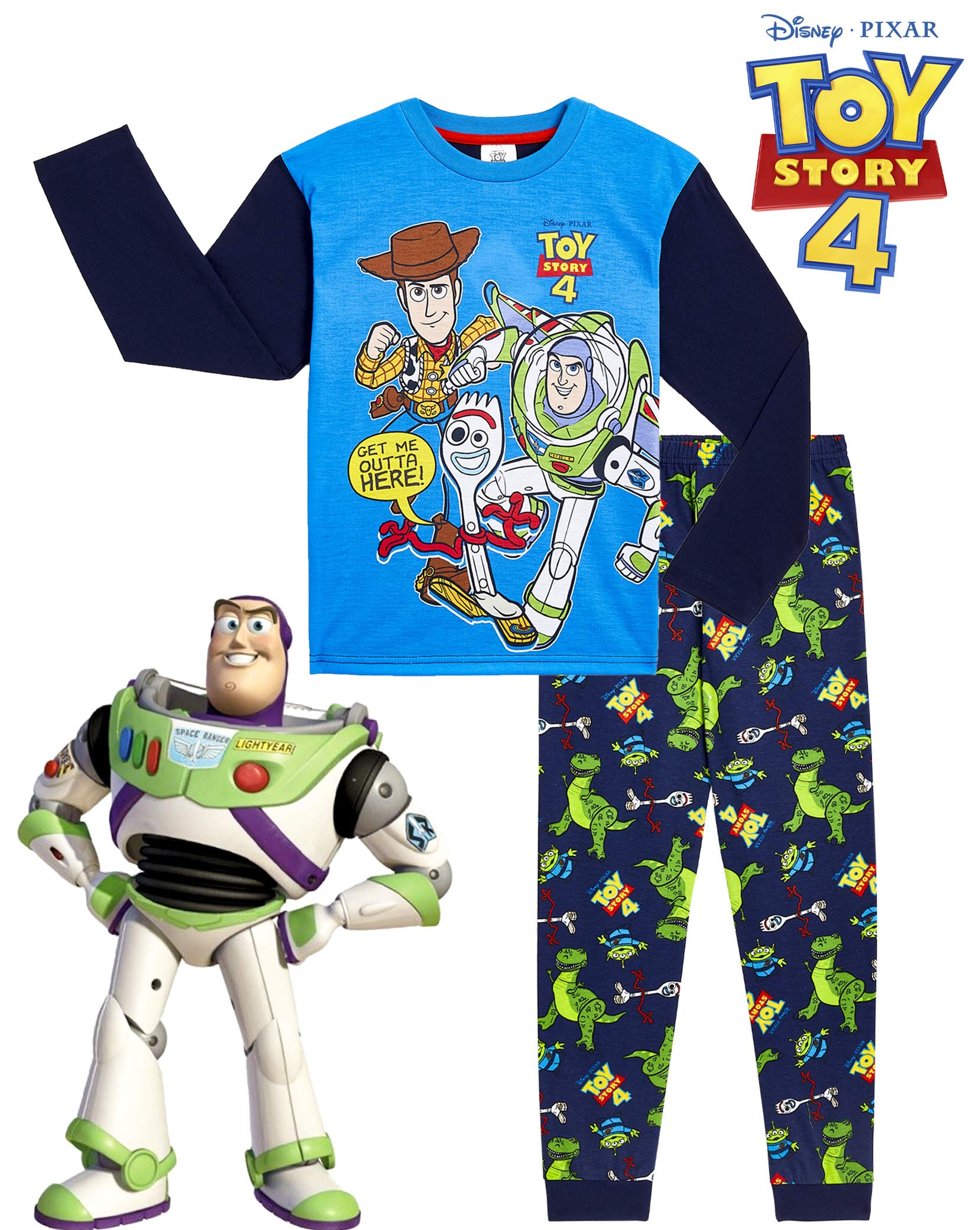Disney Toy Story 4 Pyjamas for Kids, Boys Pjs Set with Buzz Lightyear