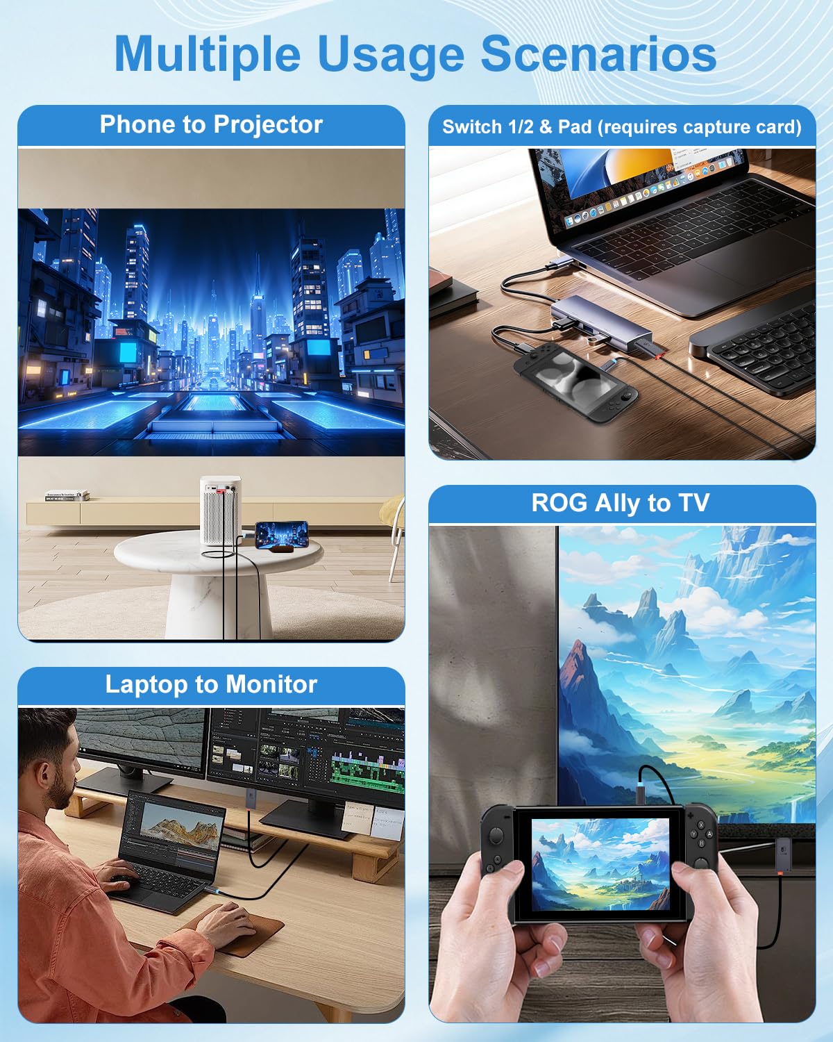 USB C auf HDMI Kabel für Nintendo Switch 2, 4K@60Hz TV Adapter mit 100W PD, kompatibel mit Switch/OLED, Dock Alternative für Fernseher – 2M - 5