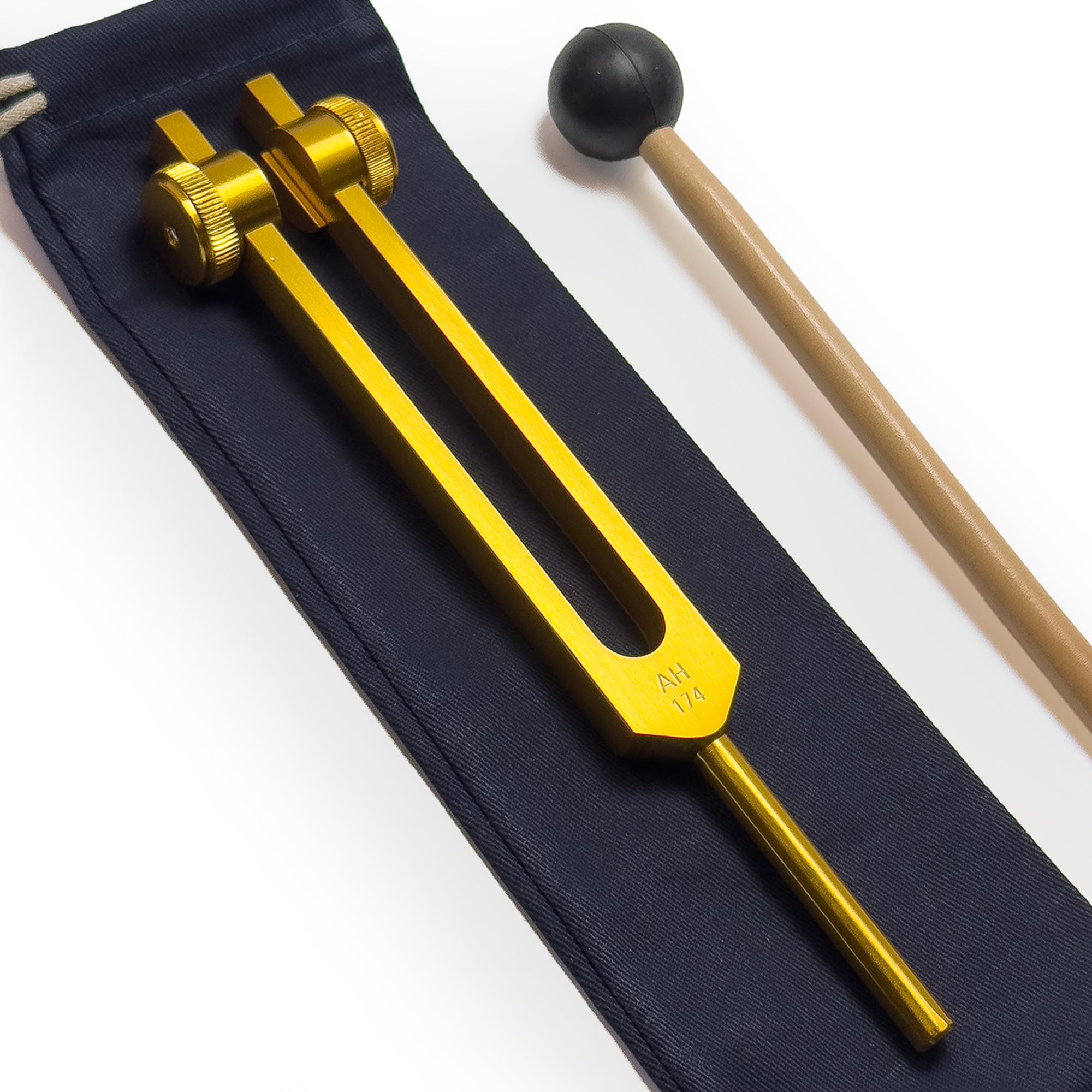 174 Solfeggio - Tenedor de afinación con peso para curación con bolsa de transporte y golpeador, curación de sonido y armonización de biocampo, instrumentos de curación de sonido, herramientas de