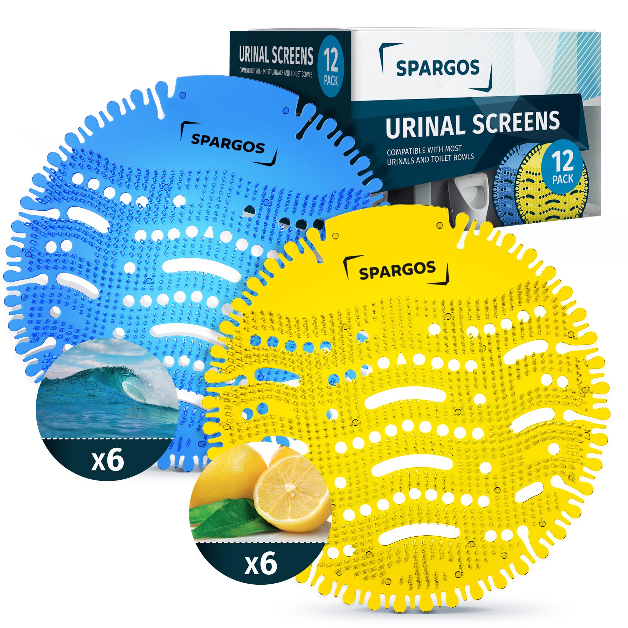 Urinal Screen Deodorizer (12 Pack) Urinal Cakes Anti-Splash Odor protection for toilets in Bathroom Office Stadiums Schools with Free Gloves - 6 pcs