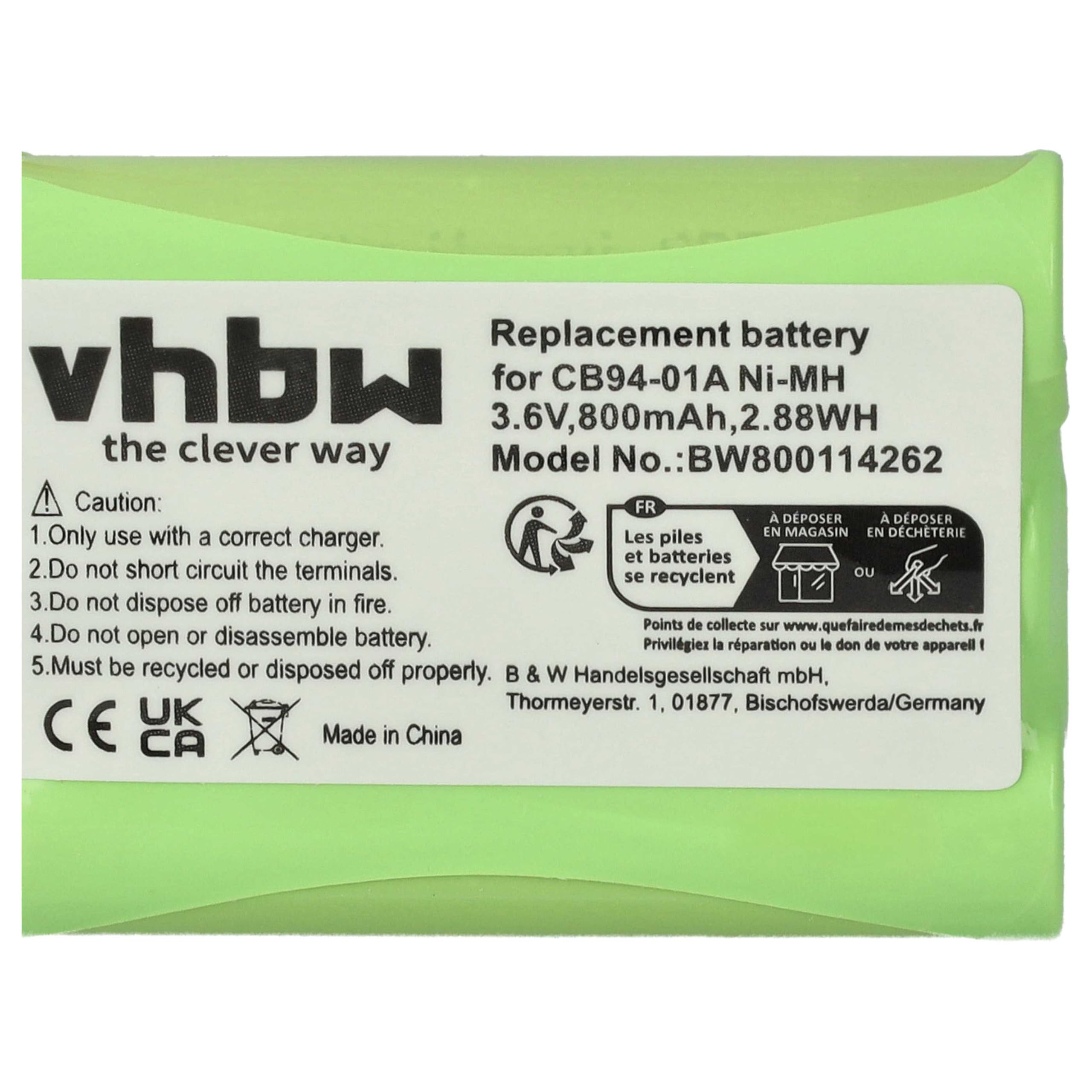 vhbw Batterie Remplacement pour Motorola CB94-01A, TFL3X44AAA900 pour Moniteur bébé, babyphone (800mAh, 3,6V, NiMH)