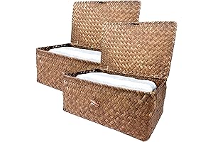 Woven Seagrass Storage Baskets with Lids