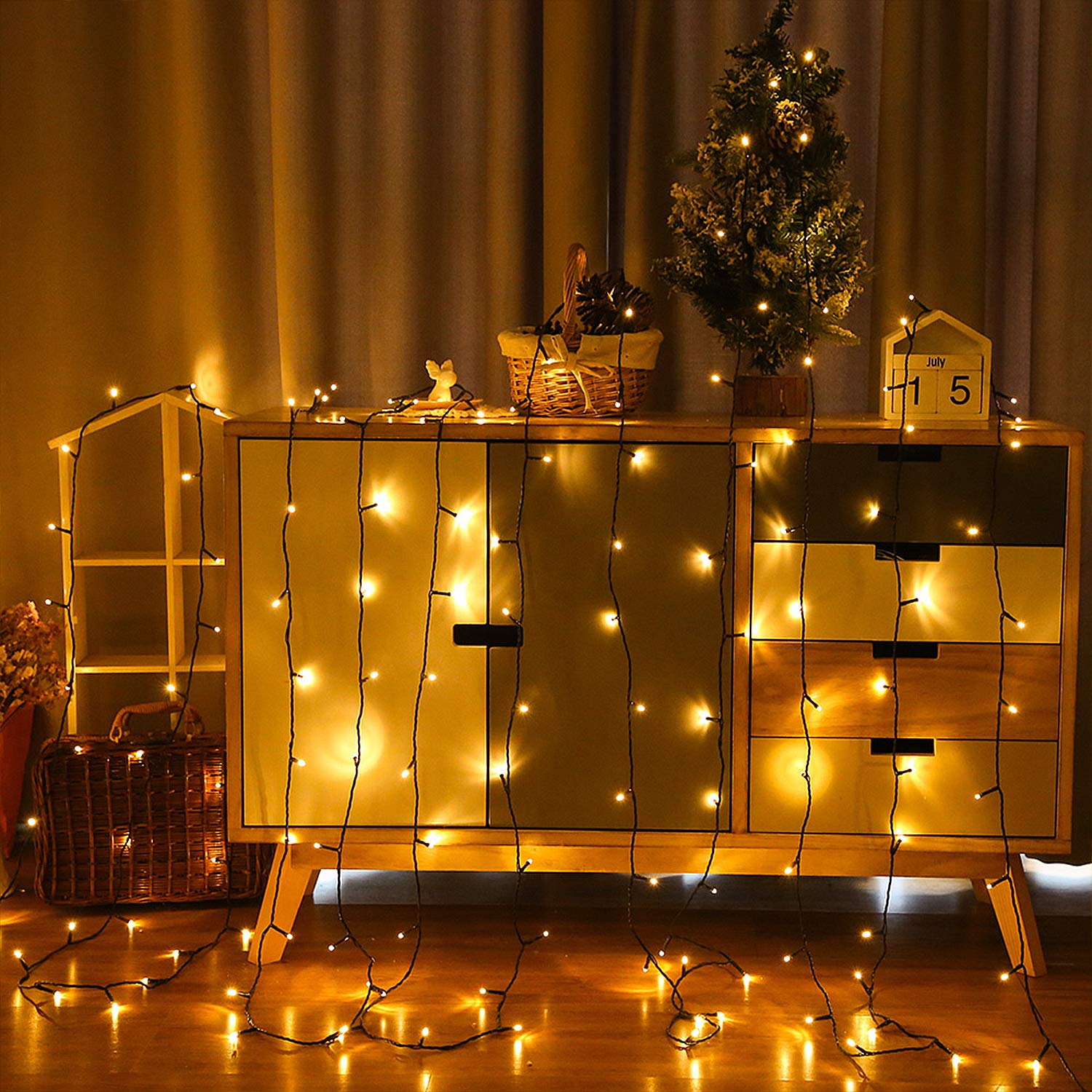 Lichterkette außen und innen,100M 1000 Led Cluster Lichterkette IP44 wasserdicht, 8 Beleuchtungsmodi - für Garten, Balkon, Hochzeit, Weihnachten & Wohnzimmerdekoration