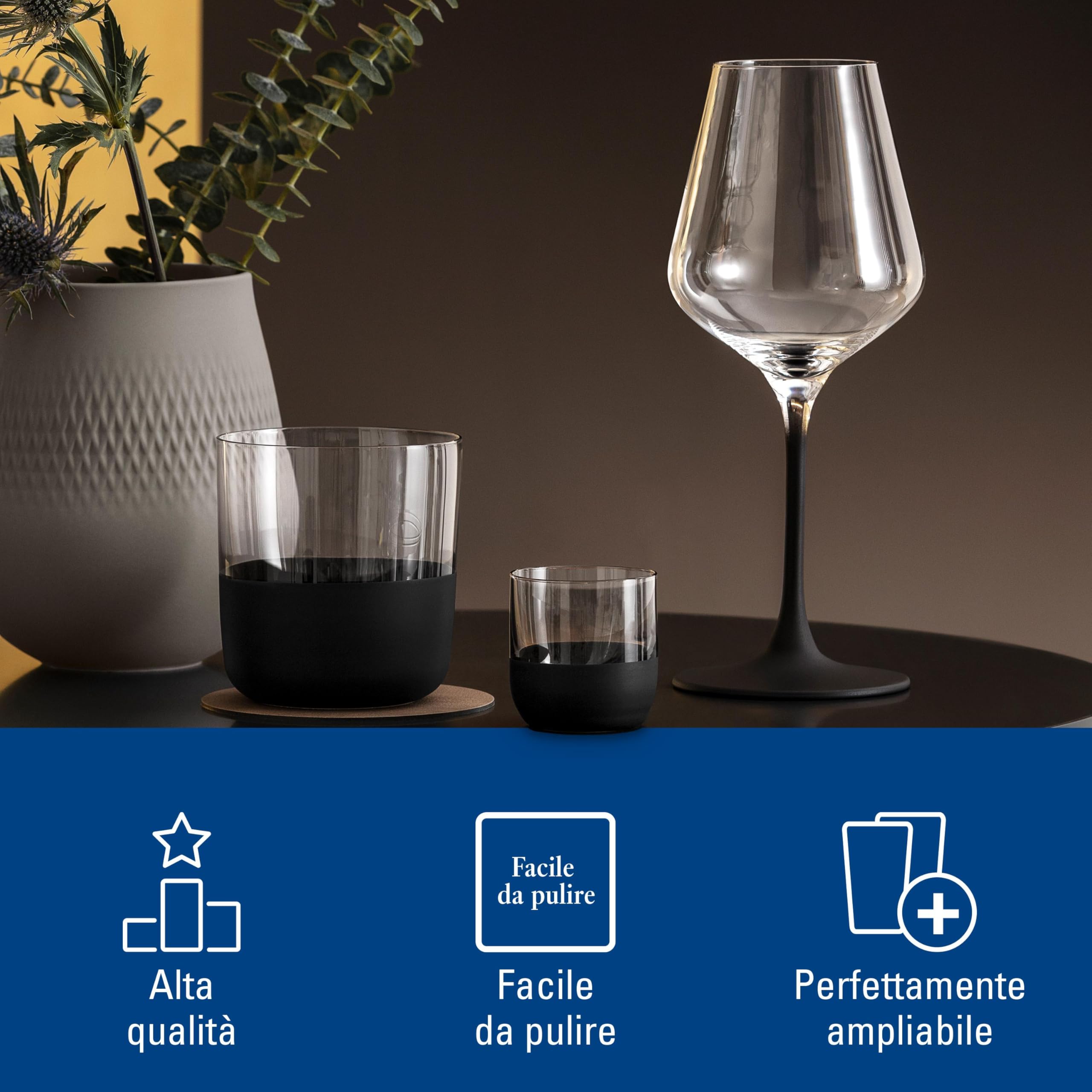 Villeroy & Boch - Manufacture Rock bicchierino da shot, bicchierino da liquore set da 4 pz., cristallo con fondo nero opaco, capacità 40 ml