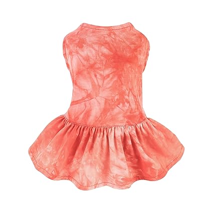 Fitwarm 100% Cotton Tie Dye Dog Clothes Dog Dresses Doggie Dress Puppy Tank Top Vest Dresses Summer Cat Clothes Orange Small