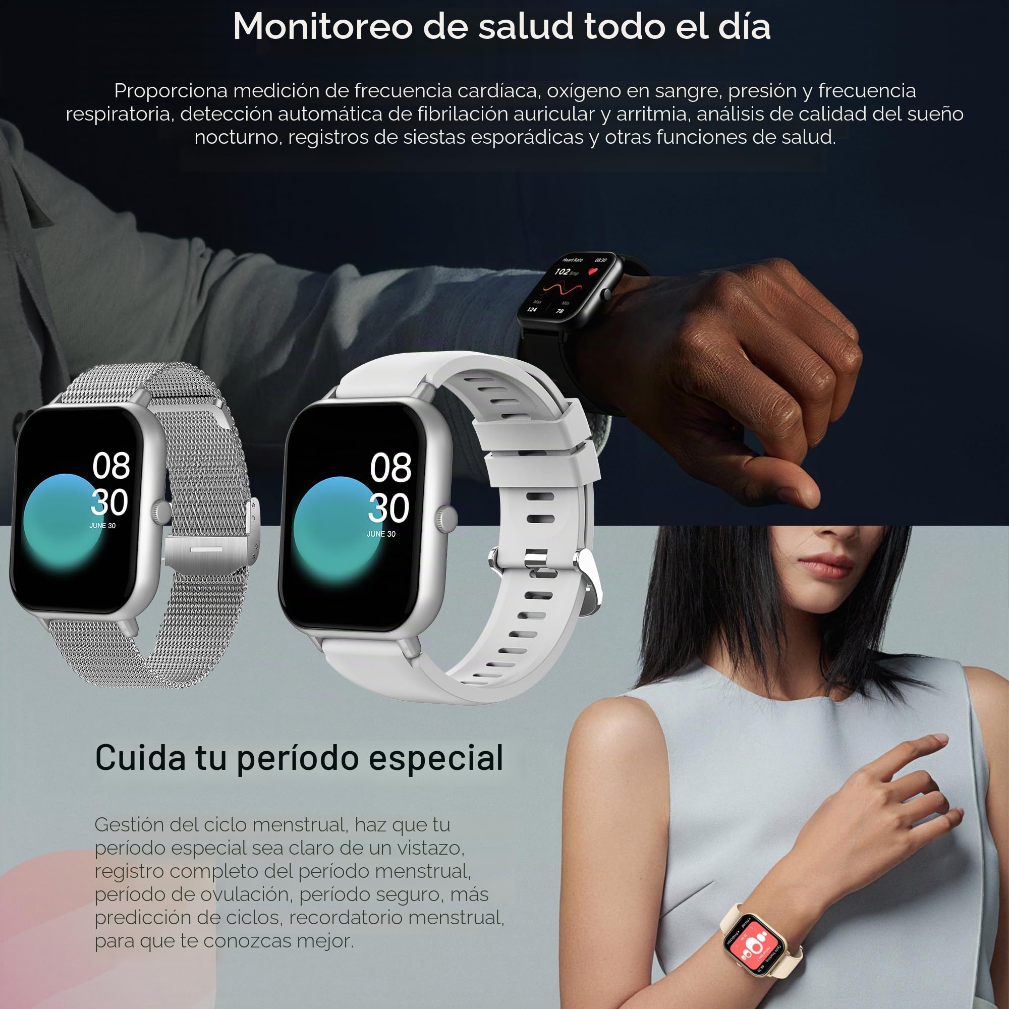 Reloj Inteligente Hombre Recibir y Contestar Llamadas, 1,83" Smartwatch Deportivo con Pulsómetro Presión Arterial, Monito de Sueño, SpO2, Podómetro Pulsera Reloj Impermeable para Android iOS (Plata)
