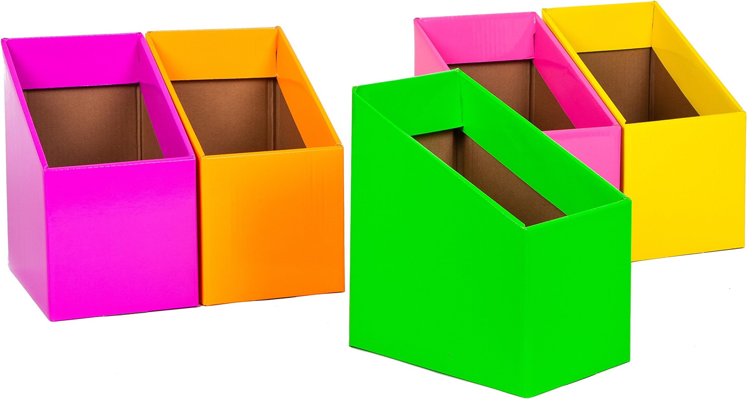 Neon Book Box , 5 Pack, Mixed Colors. Colorful School & Office Book Storage & Display Boxes By Classroom Innovations LLC BBMIXNEON019962243622 6.75" x 10" x 11"