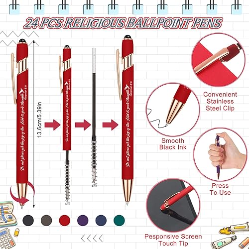 Miniatura 4 de Juego de 48 piezas de regalo cristiano con versículo bíblico A5, cuaderno de oración en espiral, diarios de tapa dura, bolígrafos religiosos