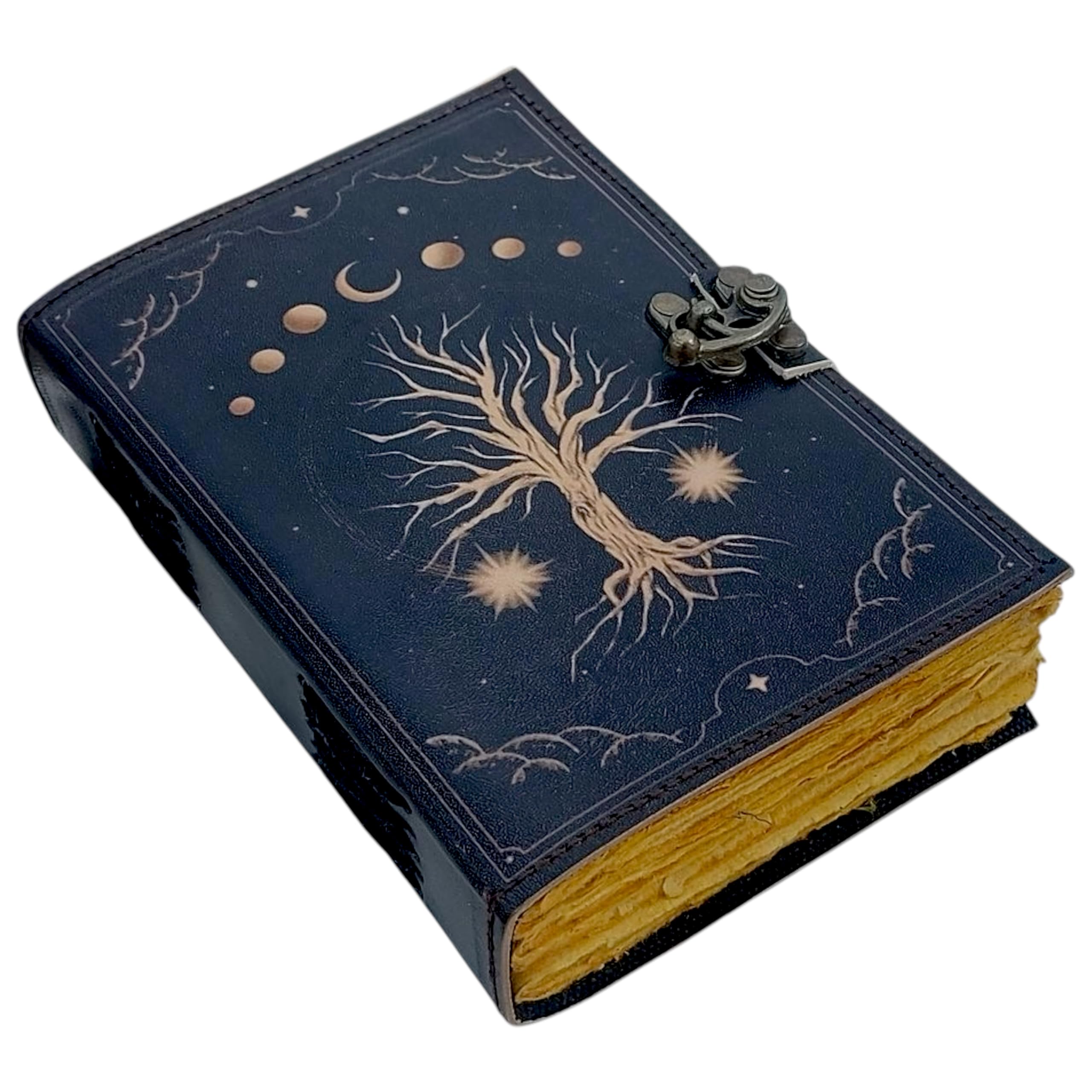 Hindoro Tree of Life Journal Printed Blank Spell Book of Shadow Leather Journal Deckle Edge Paper witchy wiccan journal spiral Gothic Notebook