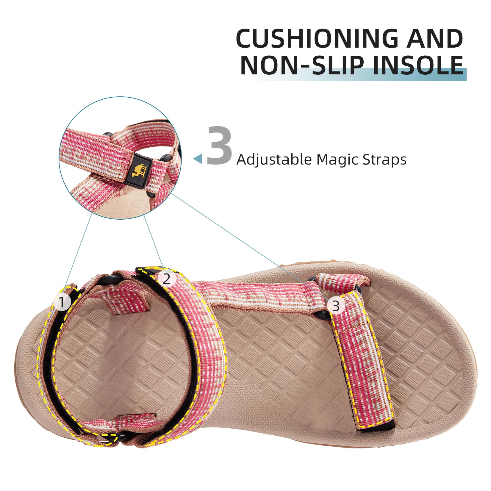 CAMEL CROWN Hiking Sport Sandals for Women Anti-skidding Water Sandals Comfortable Athletic Sandals for Outdoor Wading Beach