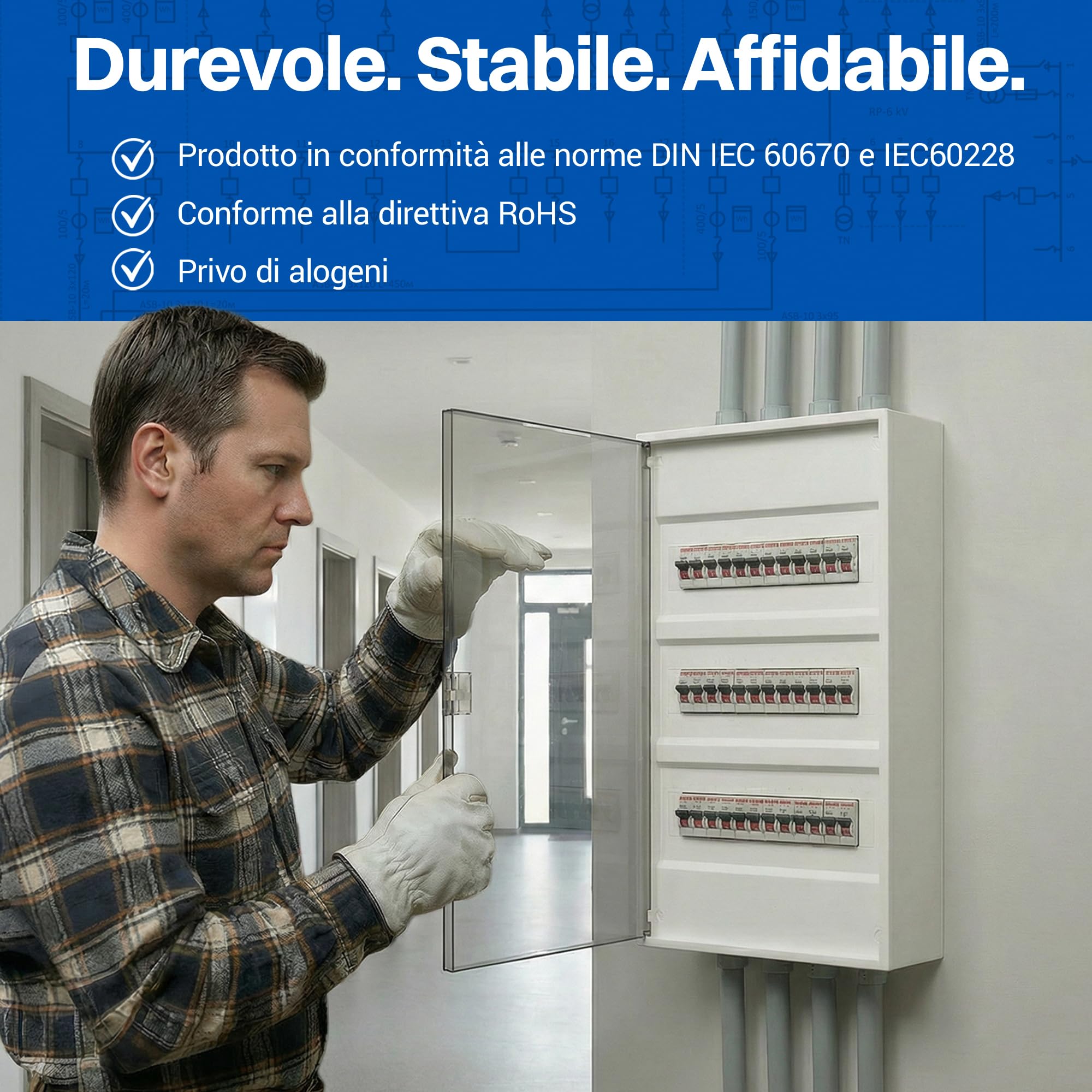 Intratec ALPHA Centralino elettrico da parete 3 file – Quadro di distribuzione per 36 moduli con porta trasparente – Contenitore su guida DIN per casa e uso professionale – 498 x 310 x 96 mm
