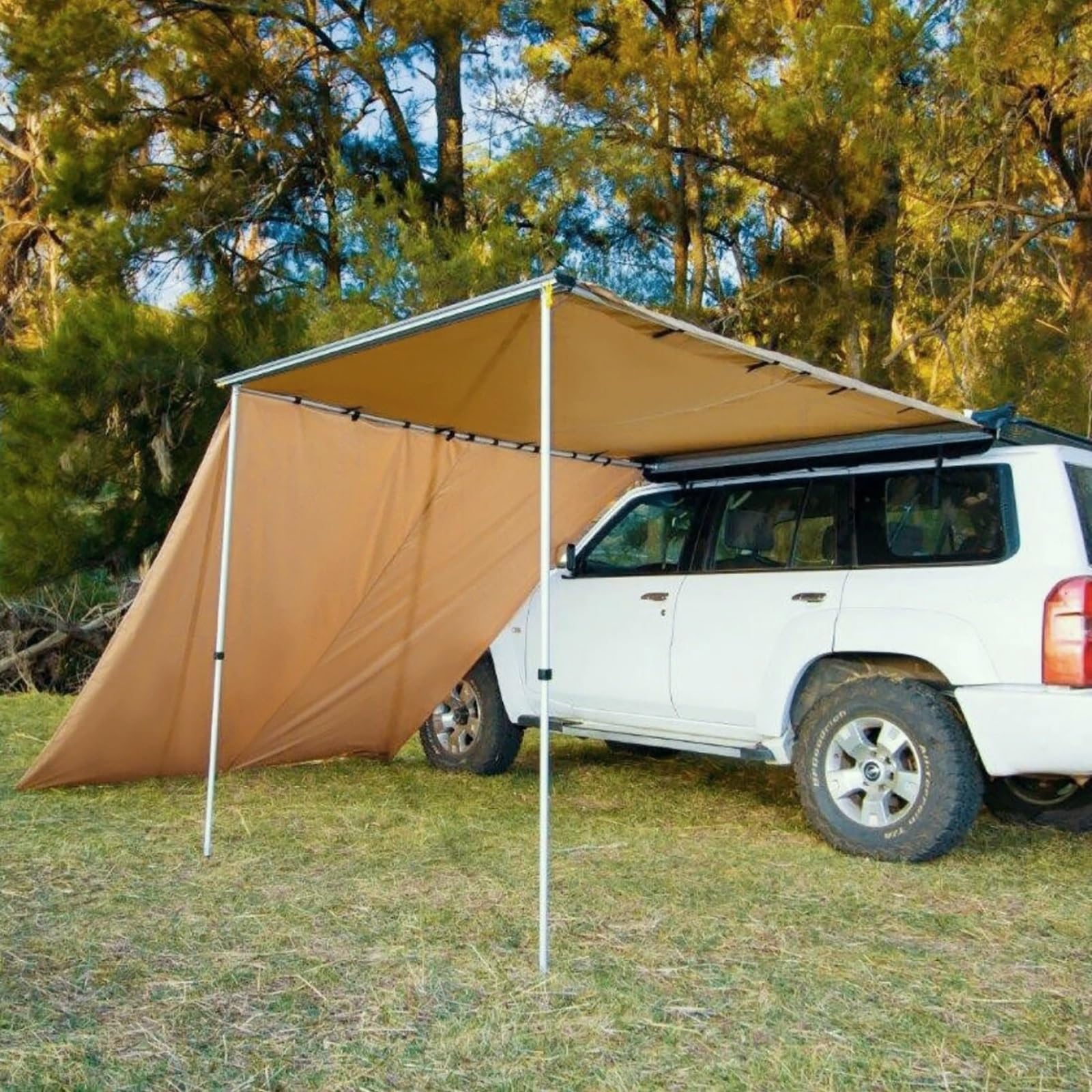 Vehicle Awning, Car Side Awning (Retractable) W/Side Extension, Pull Out Tent Shelter PU3000mm Shade for RV| Truck| Van| Car| Etc (200x200cm/6.6x6.6ft)