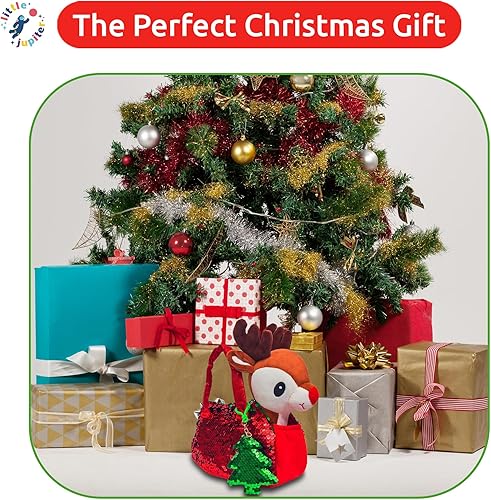 Miniatura 6 de Little Jupiter Juego de peluche de reno para mascotas, incluye juguete de peluche de reno con bolso para edades de 4 a 5 a 6 a 7 años, animales de