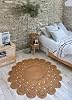 Natural Jute Rug Moderin Look Living Room Cover Mop Carpet Bathroom Kitchen Carpet Double sided Rug Carpet for Bedroom Patio Balcony Terrace Areas (HASIR, 140 X 140 CM)