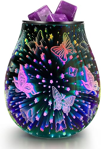 Miniatura 7 de Calentador eléctrico de cera con aroma de alas de ángel 3D con luz LED de 7 colores cambiantes, calefacción PTC, bandeja de silicona extraíble