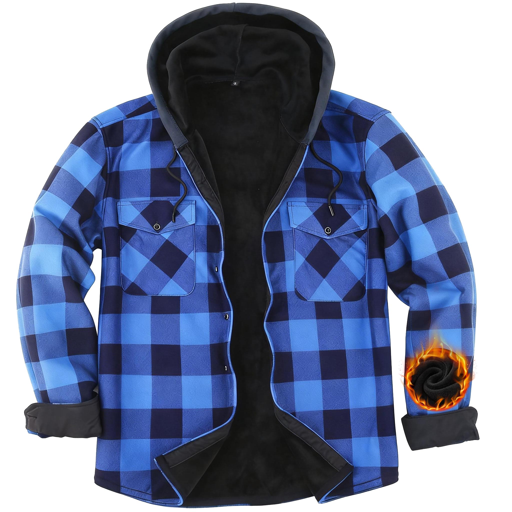 Boyzn Men's Flannel Shirts Jacket, Casual Button Down Plaid Jacket, Winter Warm Long Sleeve Fleece Shacket with Pocket