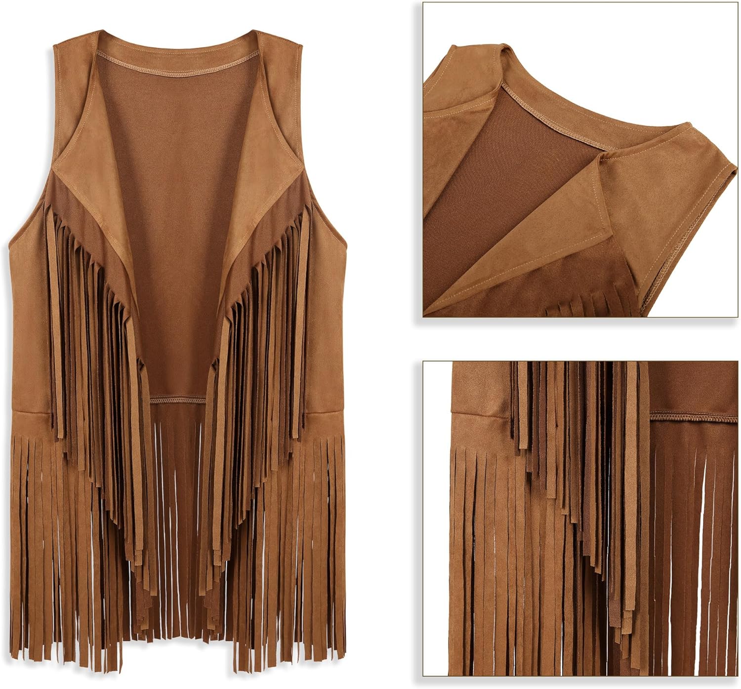 CICOCI 60s 70s Outfit For Women Hippie Costume 8pcs Fringe Vest Flared Pants Costume Peace Sign Necklace Earrings - Image 5