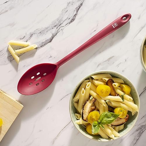 Miniatura 9 de DI ORO - Cuchara ranurada de silicona, cuchara de silicona de alto calor de 600 F para cocinar utensilios de cocina antiadherentes, cuchara de