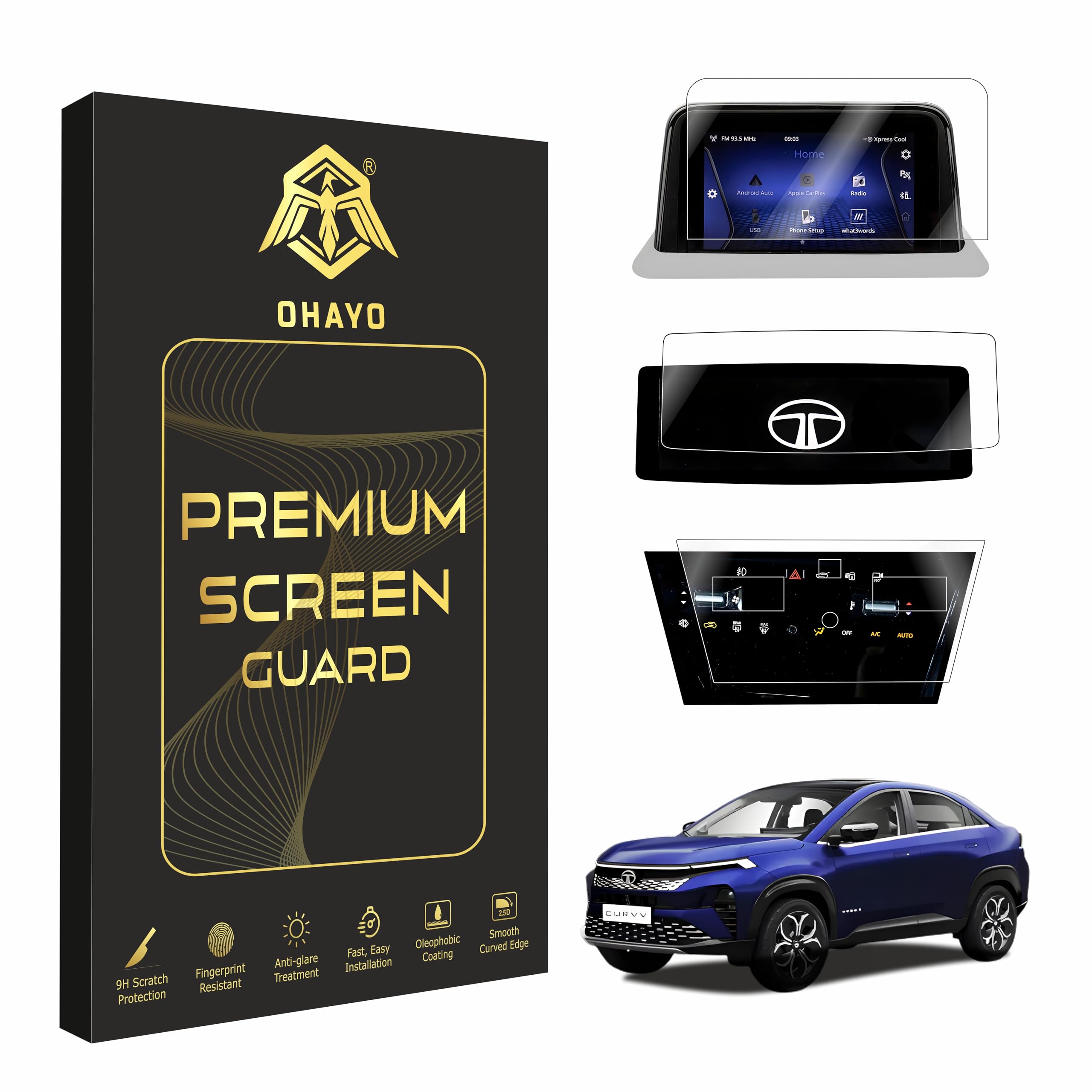 OHAYO 4-Piece Screen Protector Set for New Tata Nexon | 10.25" Infotainment (Thin Bezel) + MID Display + Steering + AC Panel Guard | Car Interior Accessories | Clear Film (Not Tempered Glass)NEX9 -10R/10/S/T (Curvv [7” Display + Steering + AC Panel])-image-18