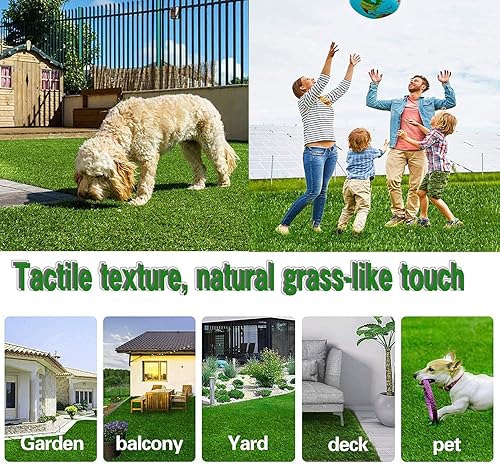 Miniatura 7 de Heyroll - Alfombra de césped artificial de 11 x 21 pies, alfombra de césped artificial realista de 1.38 pulgadas, alfombra de césped falso gruesa