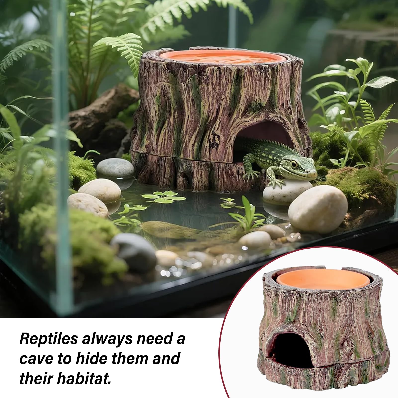 3 in 1 Rettile Hide Cave Reptile Shelter, Grotta 3 in 1 per Rettili, Grotte Lucertola Geco, Nascondere di rettili per Acquario, Casa, Studio, Piccoli Rettilis, Drago Barbuto, Geco Leopardo, Lucertola