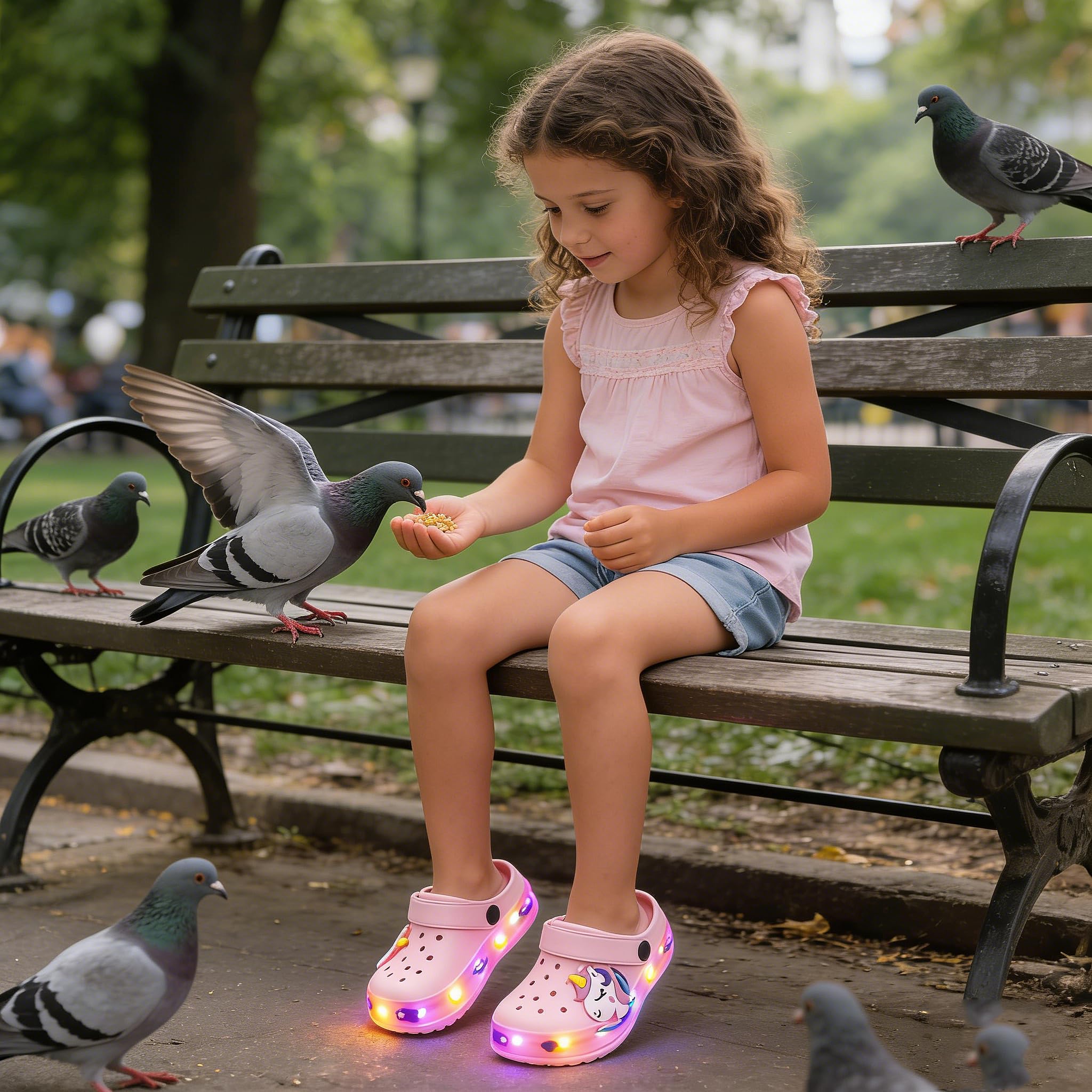 GULAKY Clogs Kinder Hausschuhe Junge Pantoffeln Sandalen für Mädchen Gartenschuhe LED-Streifen Schlappen Kinder Latschen