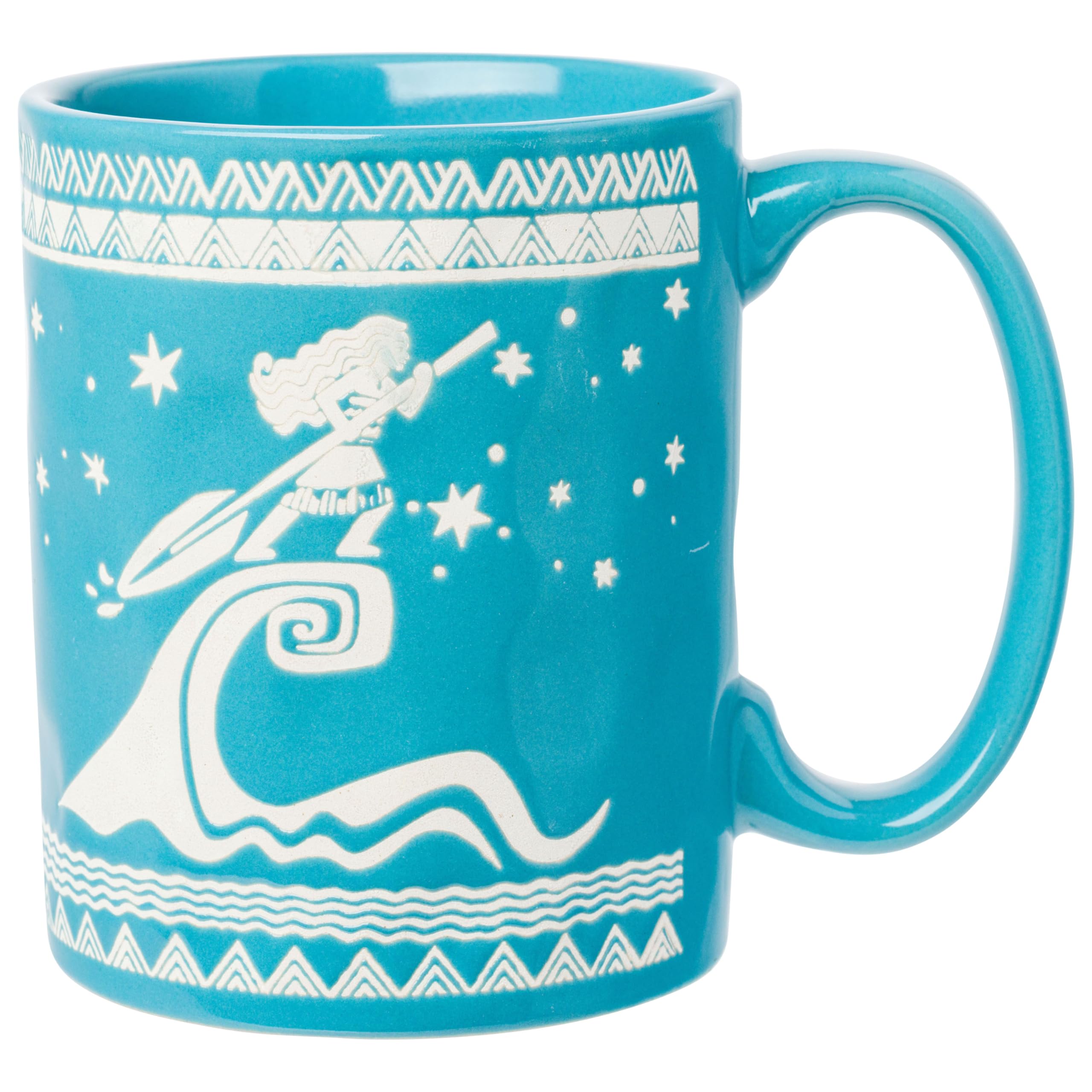 Silver Buffalo Moana Wave Drawing Wax Resist 17oz Ceramic Pottery Mug