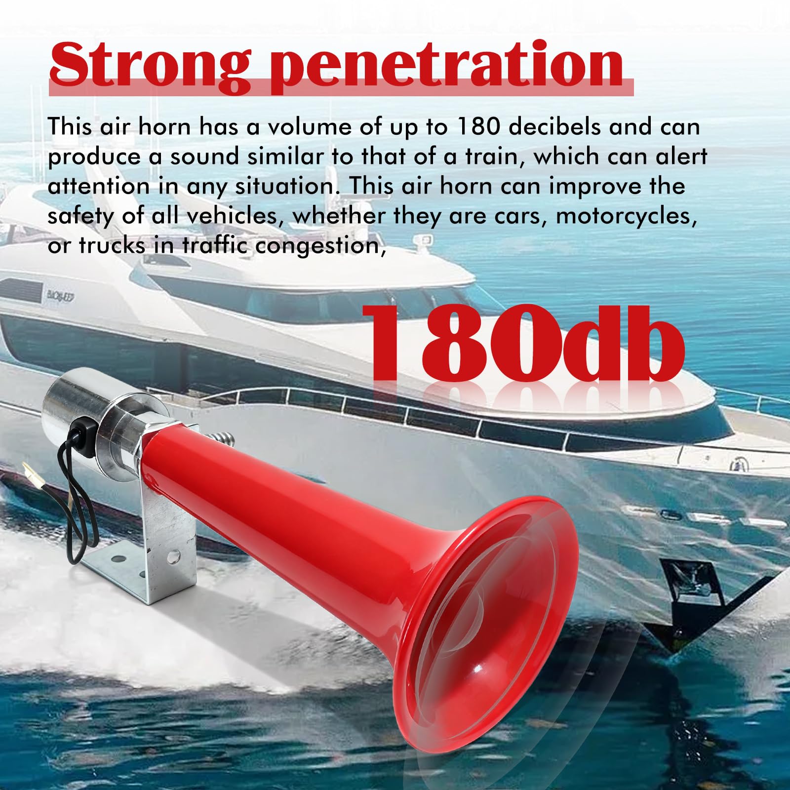 Tromba ad aria, clacson per camion 12V-24V 110DB, trombe ad aria, fischietto turco universale, super rumorosa Air Horn, clacson tromba ad aria, tromba singola, tromba ad aria compressa per auto