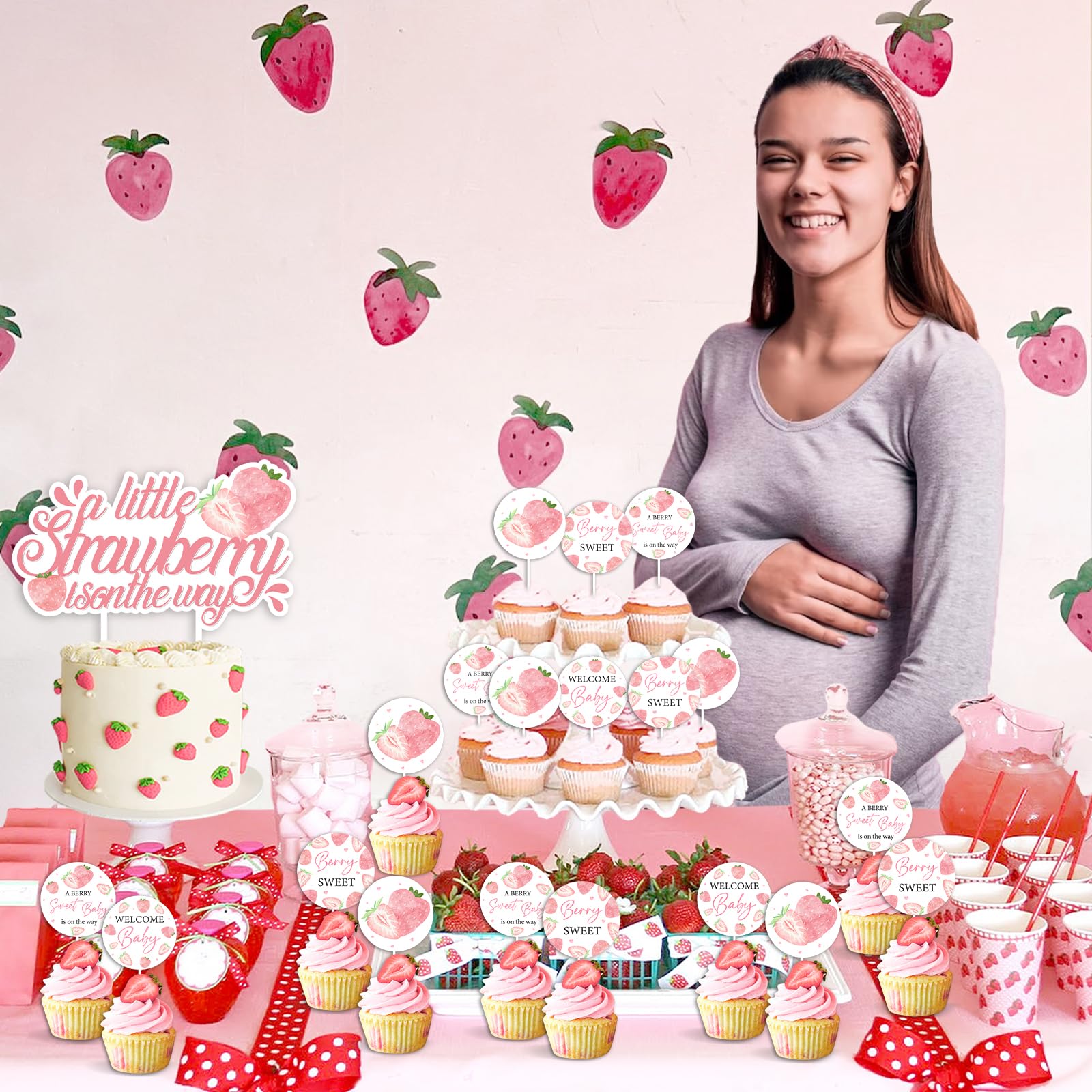 5 Decorazioni Per Torta In Legno A Forma Di Fragola E Margherita - Colorate, Per Compleanno Bambini E Baby Shower