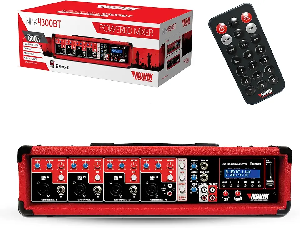 MESA DE SOM AMPLIFICADA 4 CANAIS NVK 4300 BT