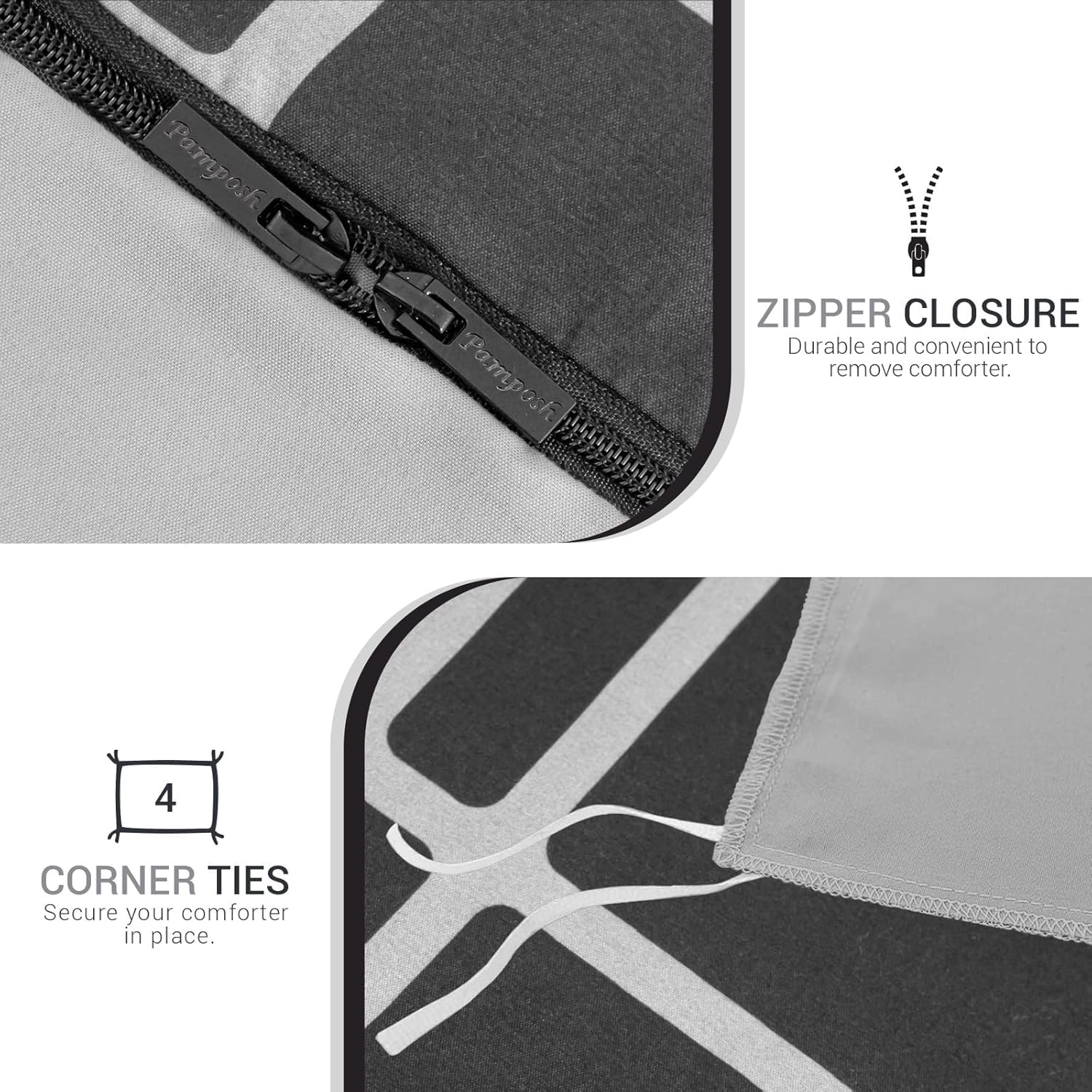 Pamposh 3 Pcs Single Duvet Cover Set with Matching Black Single Fitted Sheet 40 cm Extra Deep Pocket - UltraSoft Breathable Premium Microfibre Reversible Quilt Cover Bedding Set For All Seasons — view 70