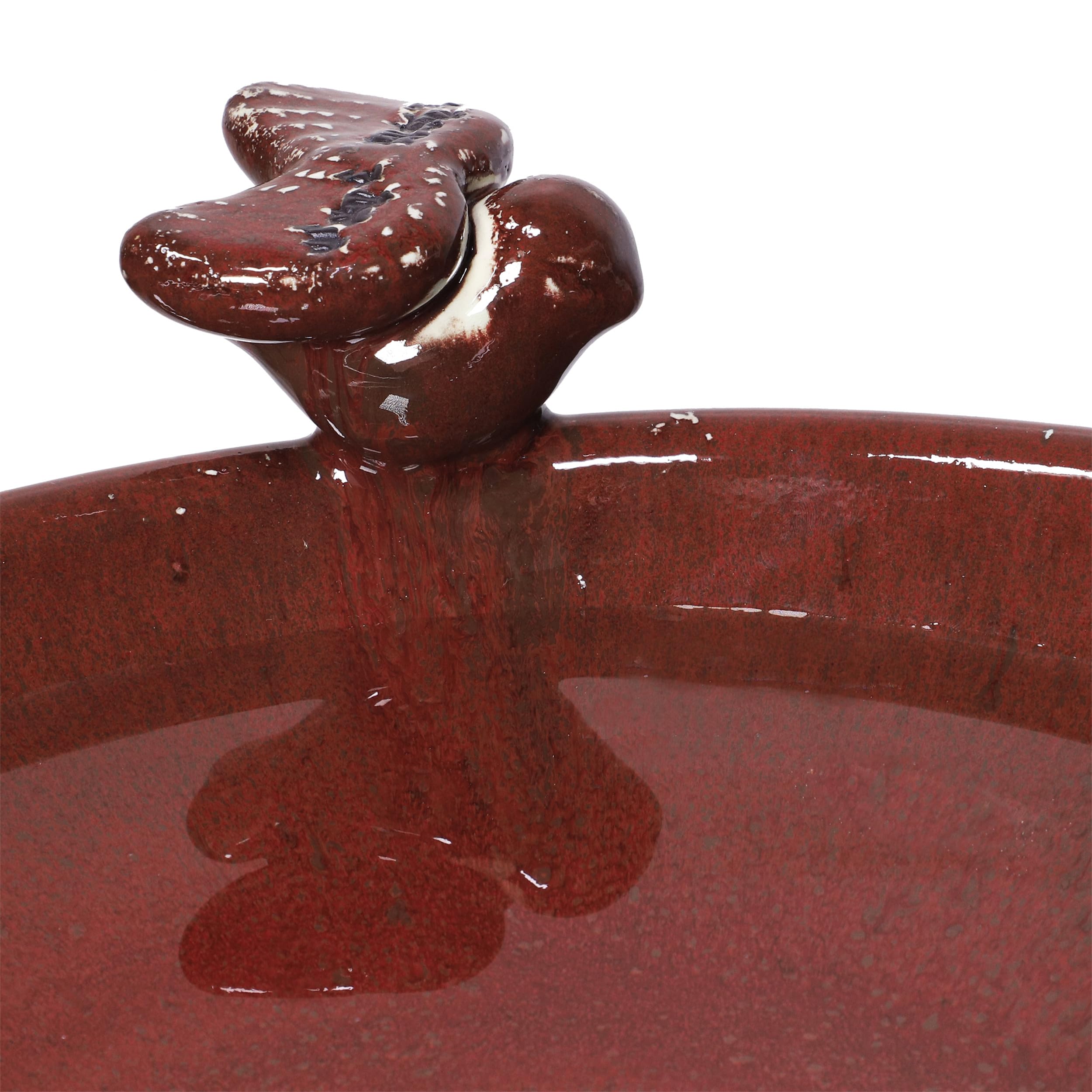 Alpine Corporation Bain d'oiseaux sur Pied en céramique Antique avec 2 Figurines d'oiseaux Rouge 61 cm