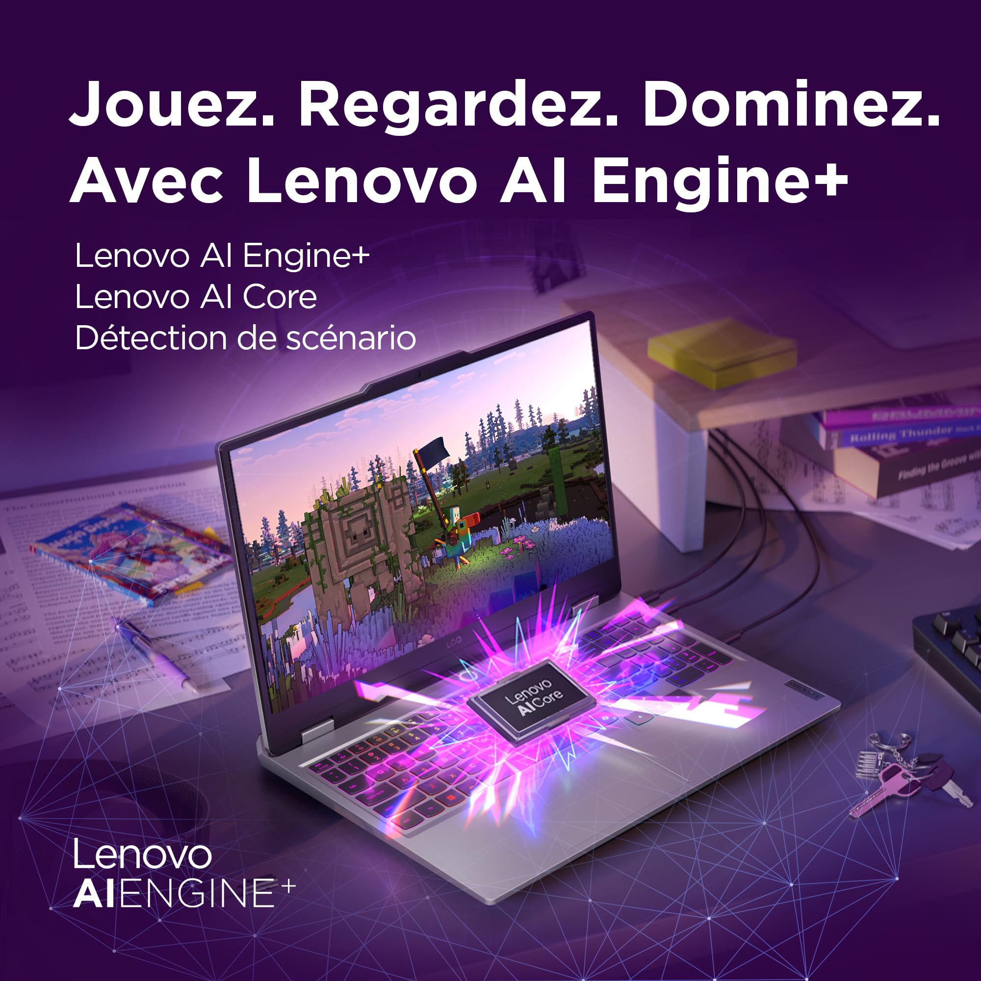 Lenovo LOQ 15IRX10 - Ordinateur Portable Gaming 15.6'' FHD 144Hz (Intel Core i5-13450HX, RAM 16Go, SSD 512Go, NVIDIA RTX 5050 8GB, sans Système d'Exploitation) Clavier rétroéclairé blanc AZERTY - Gris