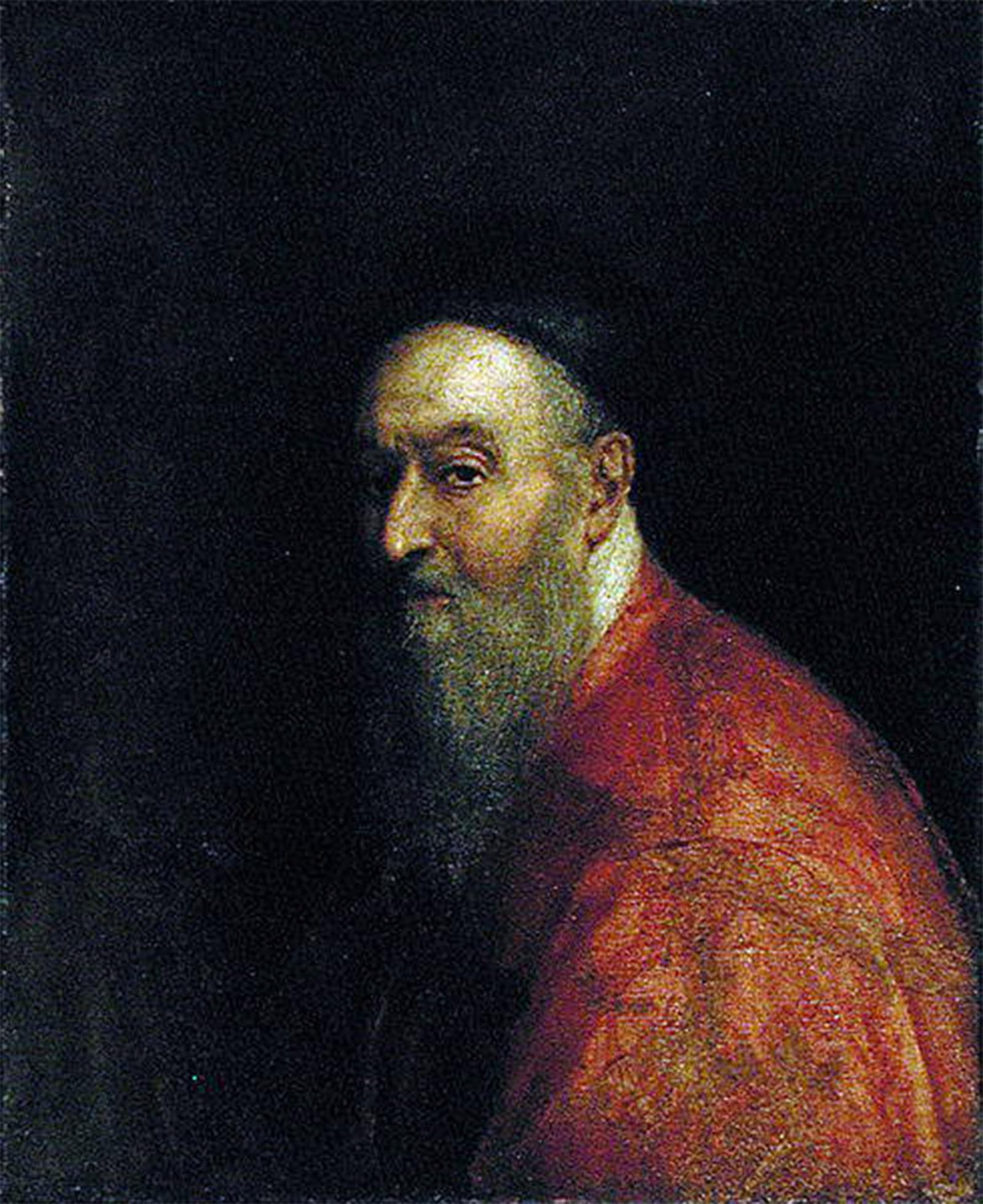 Lienzo de Tiziano Vecelli de 60x90cm: impresión Portrait of a Venetian Senator de alta calidad 5