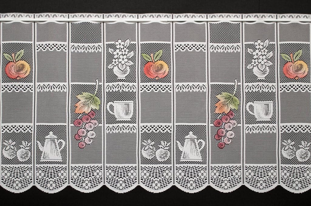 Scheibengardine Früchte 45x204 cm H/B Bunt Bistrogardine Vorhang Küche 1er Pack
