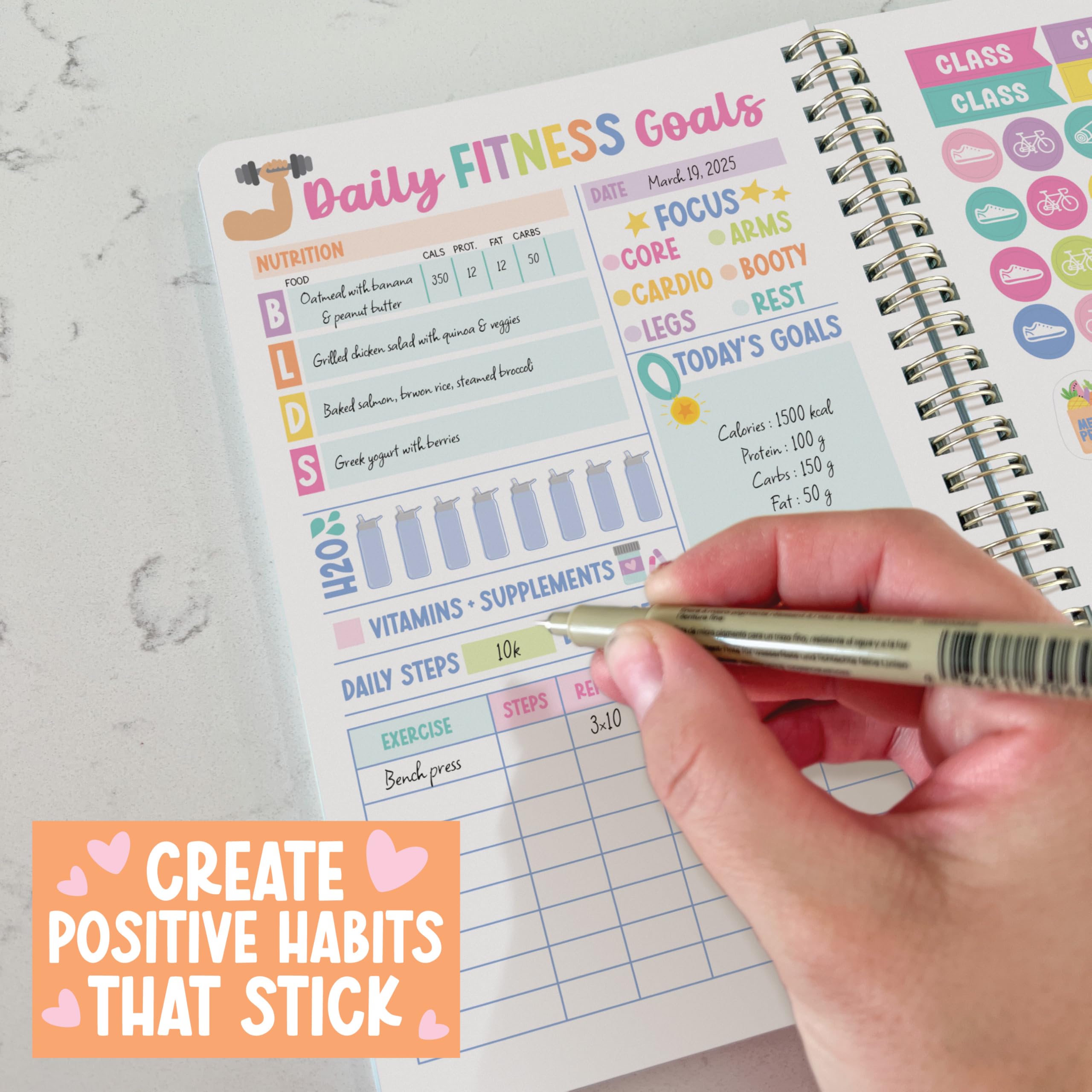 Hadley Designs Fitness Journal for Women - Workout Journal for Women, Fitness Planner for Woman, Workout Log Book, Undated Gym Journals & Exercise Journals, Health Notebook, Mothers Day Gift Ideas