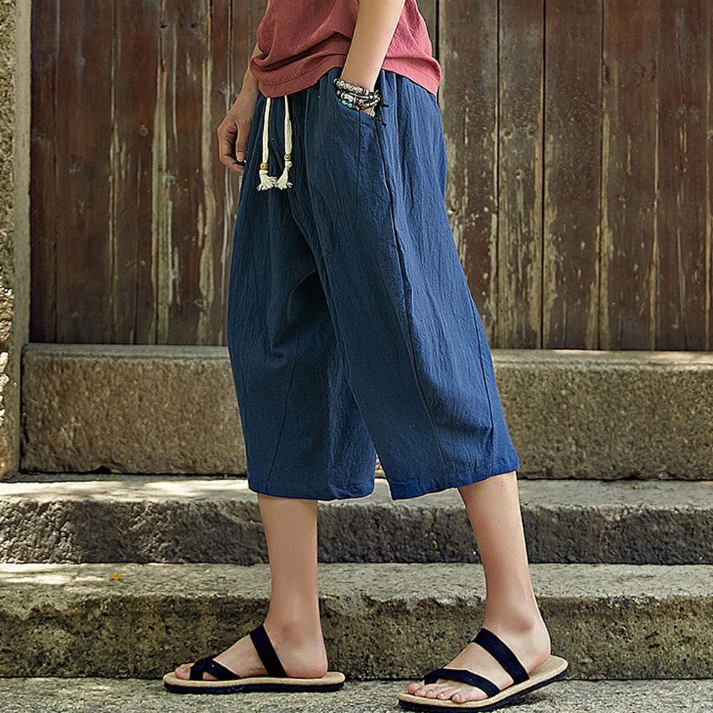 Mens Pants Relaxed Fit Wide Leg Baggy Cropped Pants Mens - Main Image