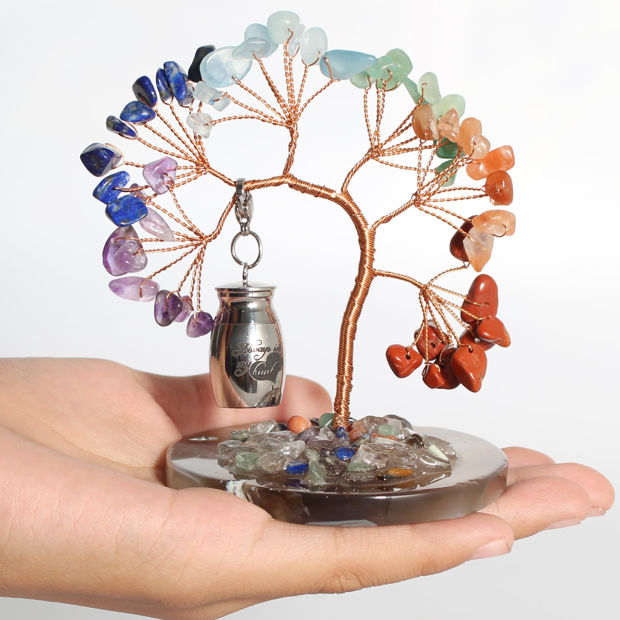 Contid - Piccola urna per ceneri umane, in acciaio inox, mini urna per ceneri umane, decorazione per albero di cremazione, regalo commemorativo per condividere le ceneri
