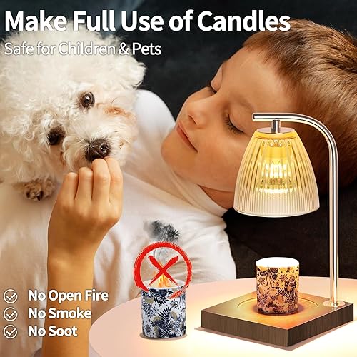 Miniatura 6 de Linstaine Lámpara calentadora de velas, calentador eléctrico de velas de arriba hacia abajo con atenuador, difusor de velas en tarro regulable para