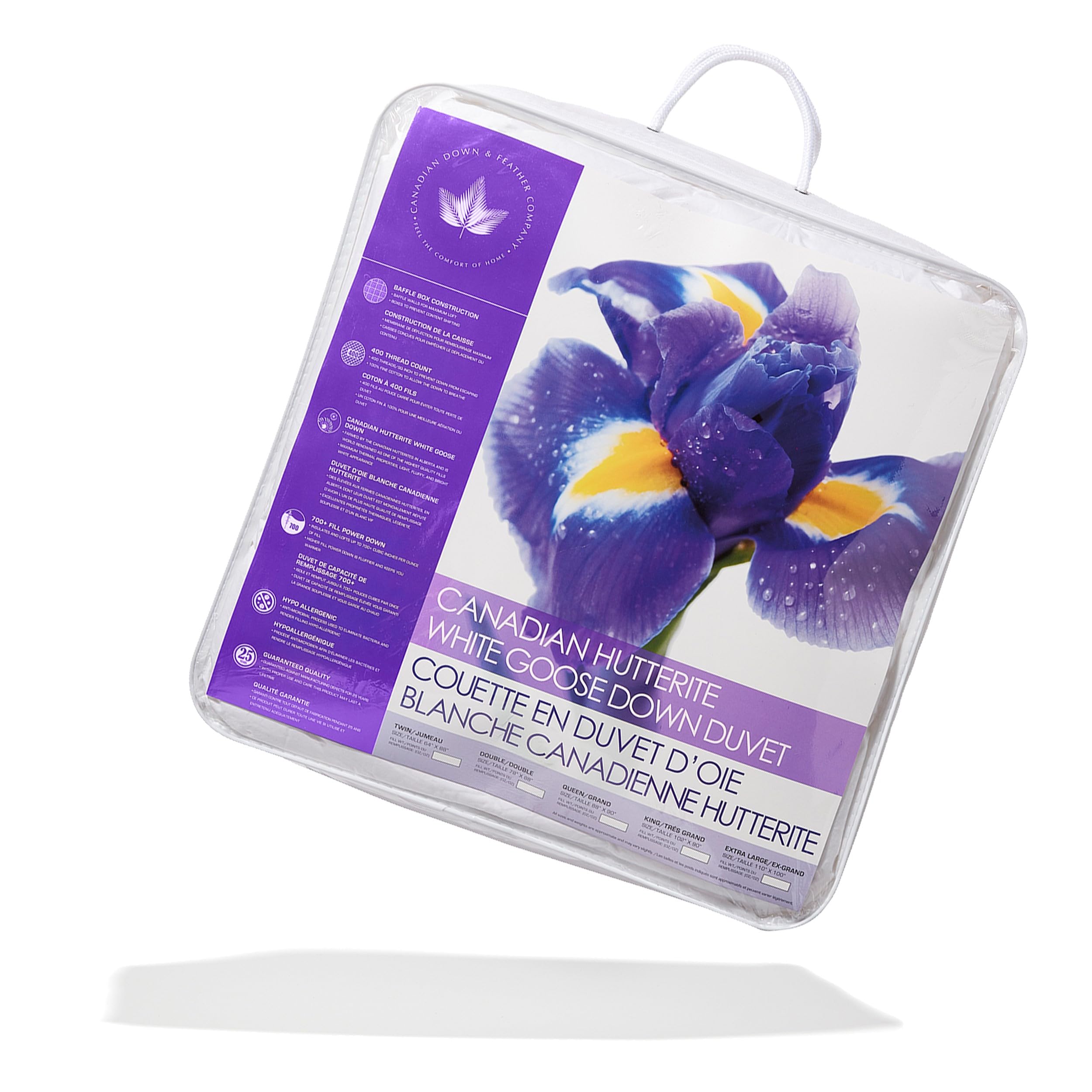 Canadian Down & Feather Co. - Regular Weight Canadian Hutterite Goose Down Duvet Twin Size - 400 TC Shell 100% Cotton - Made in Canada