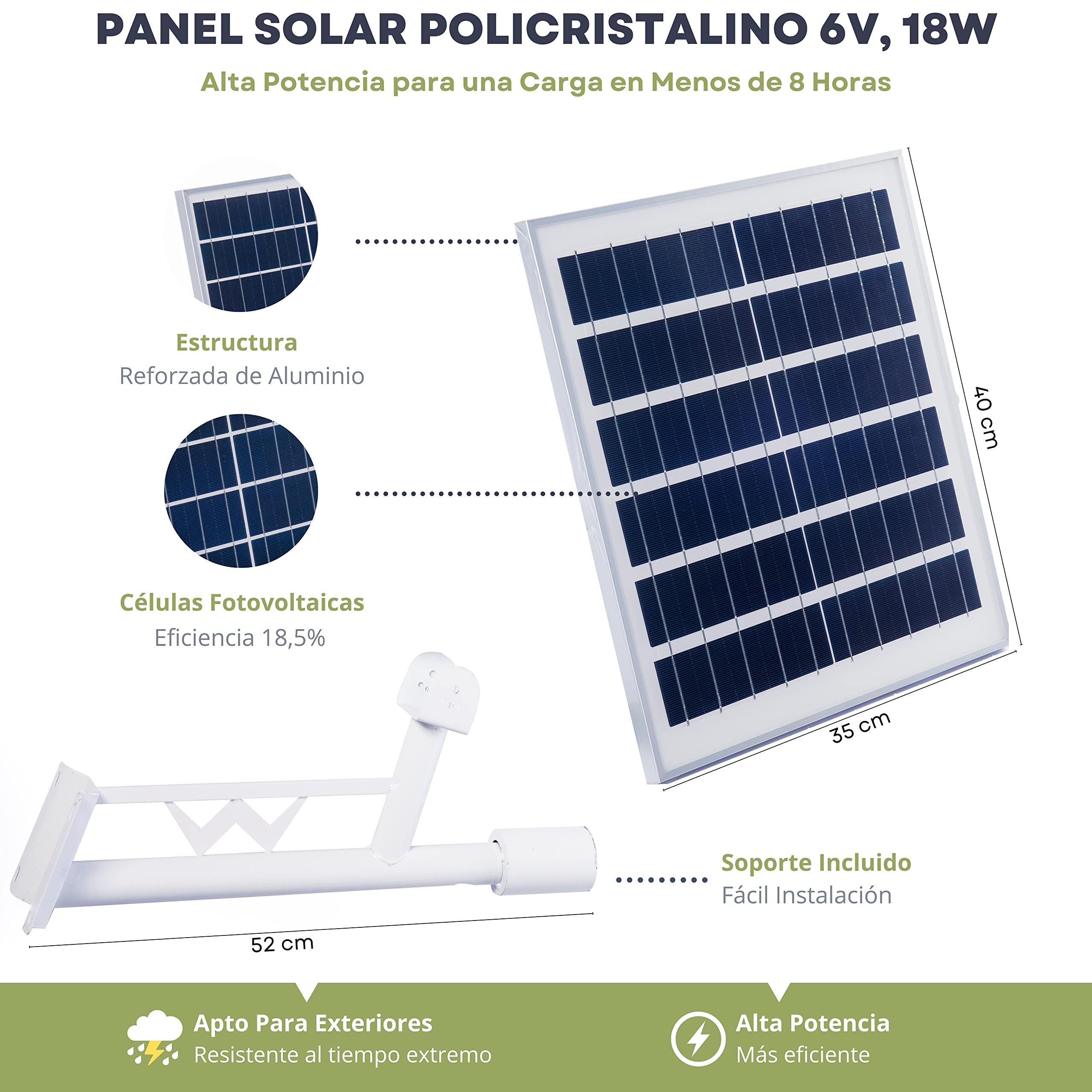 Farola Solar 60W, Foco LED Exterior, Panel Solar Orientable, Control Remoto, Sensor de Movimiento (60 Vatios, Luz Neutra 4000K)