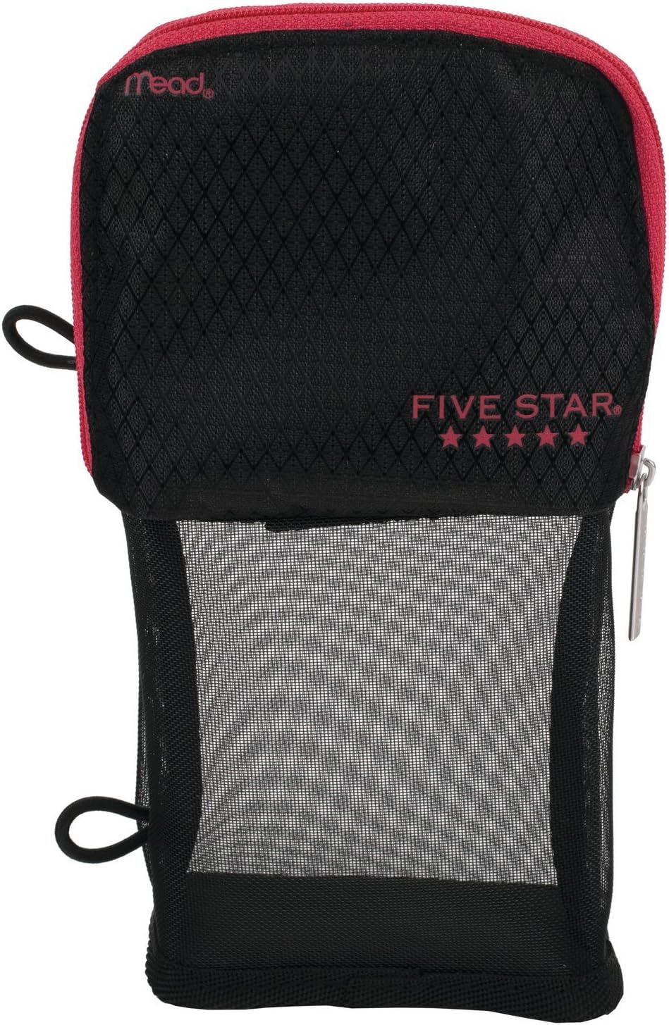 Five Star Pencil Pouch, Pen Case, Fits 3 Ring Binder, Stand 'N Store, Black/Hot Pink (50516)