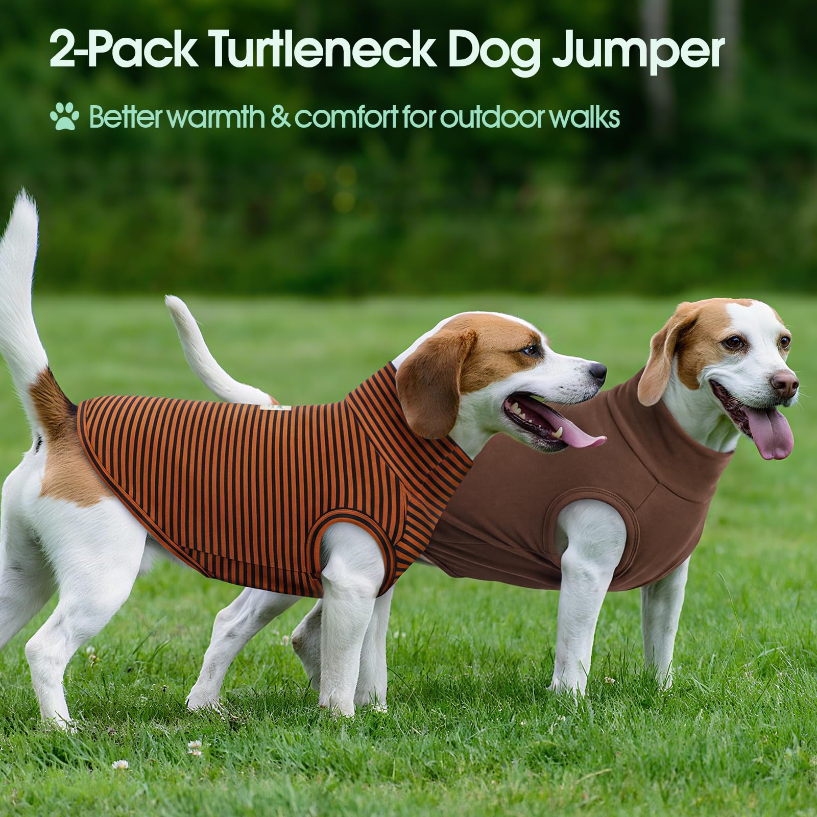 Kuoser Lot de 2 pulls en polaire pour chien - Chaud et doux - Marron | Pull en polaire pour l'hiver et l'automne - Pull chaud et doux pour chiens de petite et grande taille - Par temps froid avec