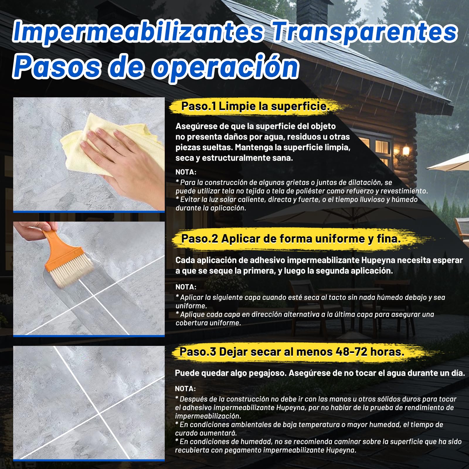 Hupeyna Impermeabilizante Transparente, Hidrofugante Invisible 5KG | Anti-Leakage Revestimiento Impermeable Base Agua para Interiores y Exteriores, Protección Total Hormigón Tejados Cocinas Baño