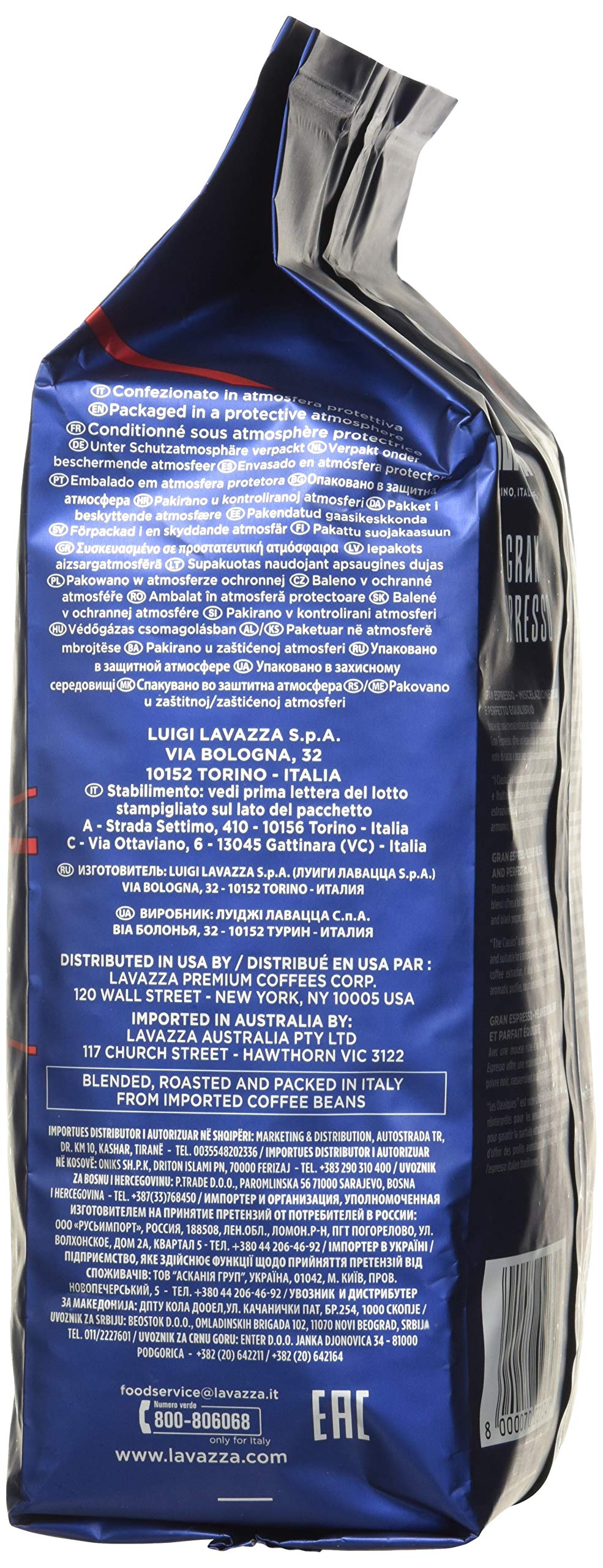 Lavazza Gran café expreso de frijol entero, 2.2 lbs (paquete de 2)