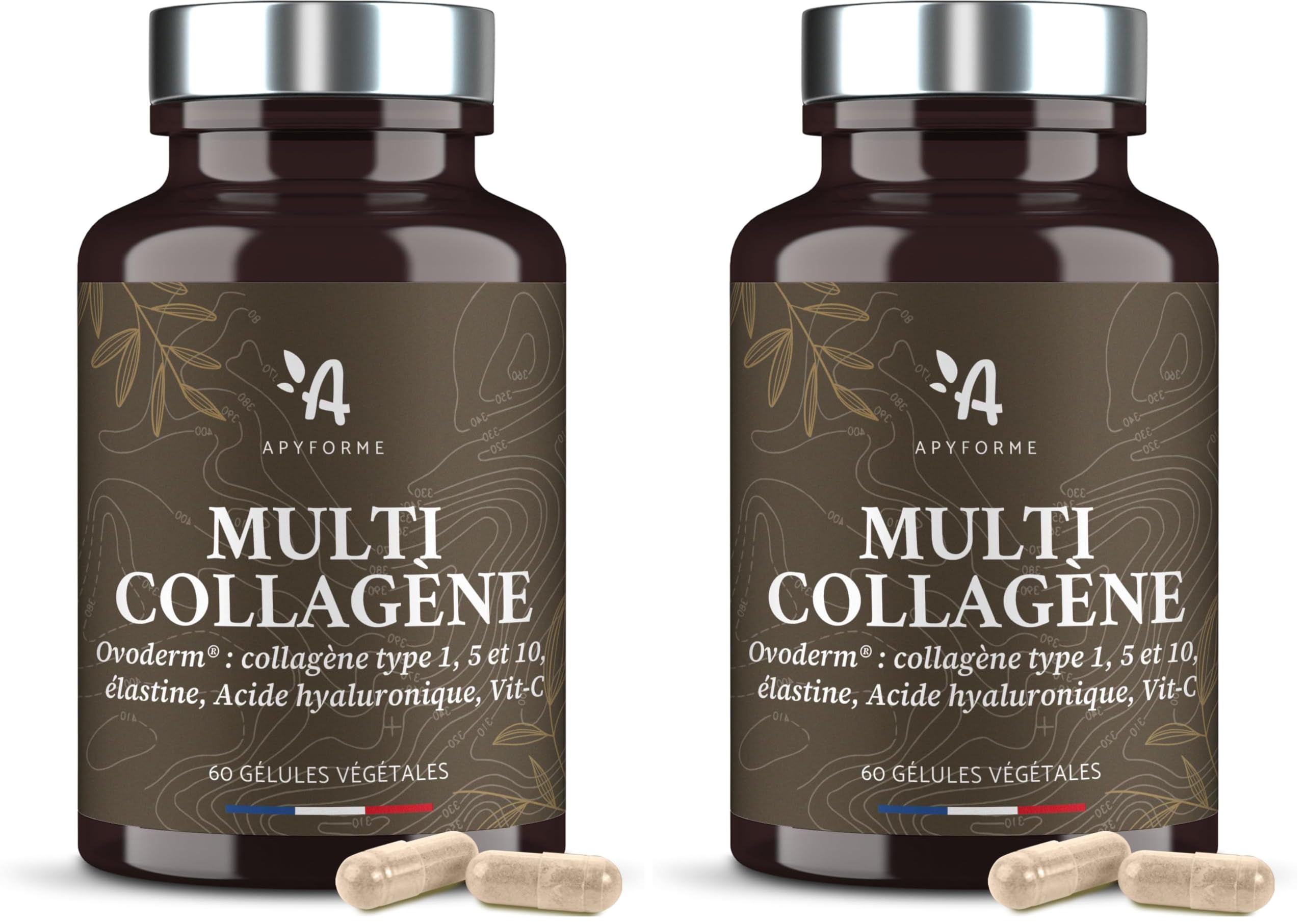 Apyforme - Colágeno Hidrolizado Puro y Ácido Hialurónico - 3 Patentes y 16 Estudios - 60 Cápsulas - Multi Collagen (Paquete de 2)