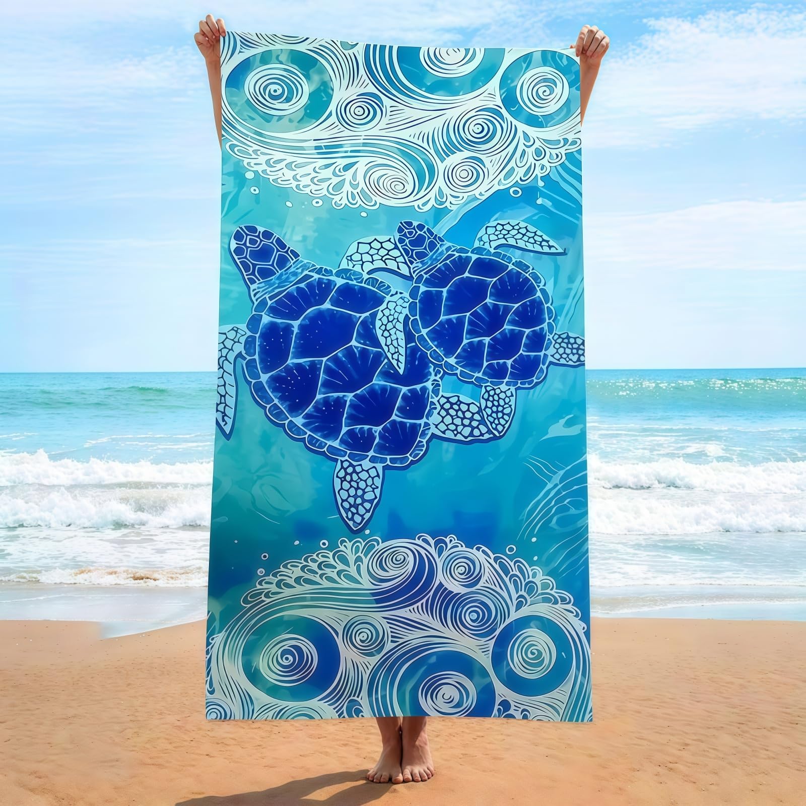 Kiuiom Duży ręcznik plażowy, koc plażowy, lekki i szybkoschnący, 180 x 80 cm