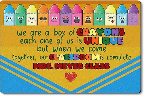 Miniatura 1 de VOTANTA Tapete personalizado para aula, tapete personalizado para profesor, tapete de bienvenida de regreso a clases, tapete personalizado para